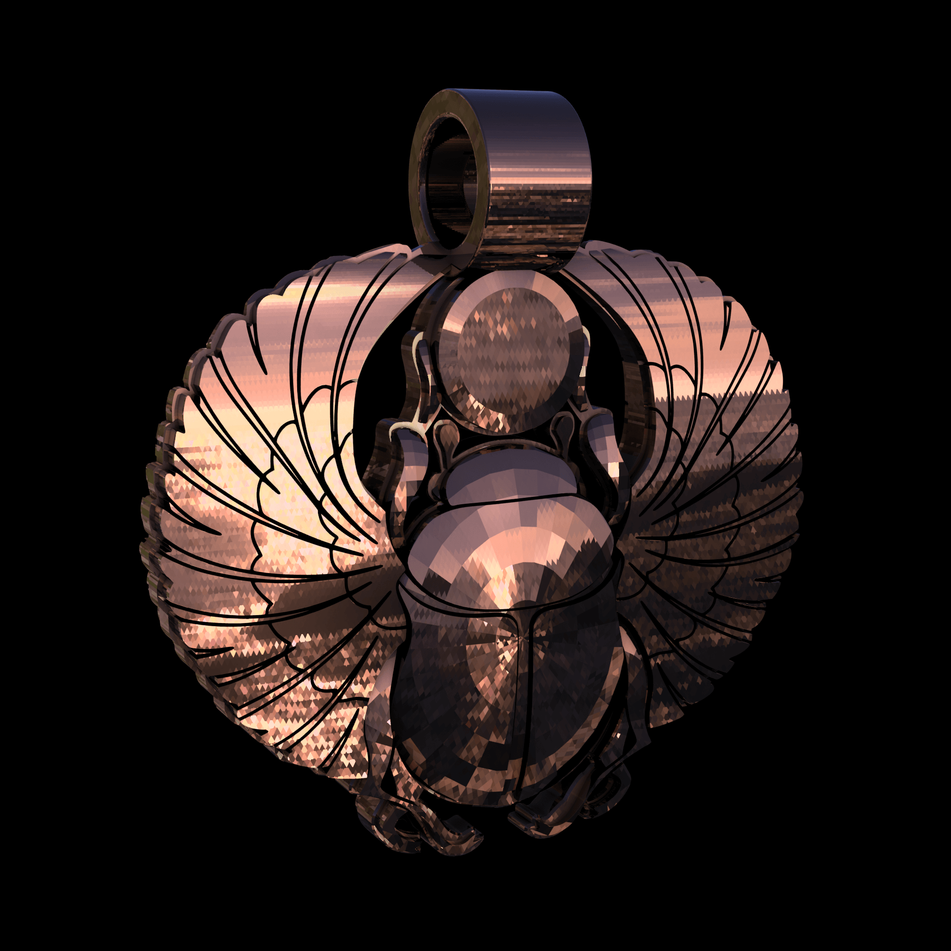 14K Rose Gold manufactured using wax casting, and polished for a shiny, smooth sheen surface.