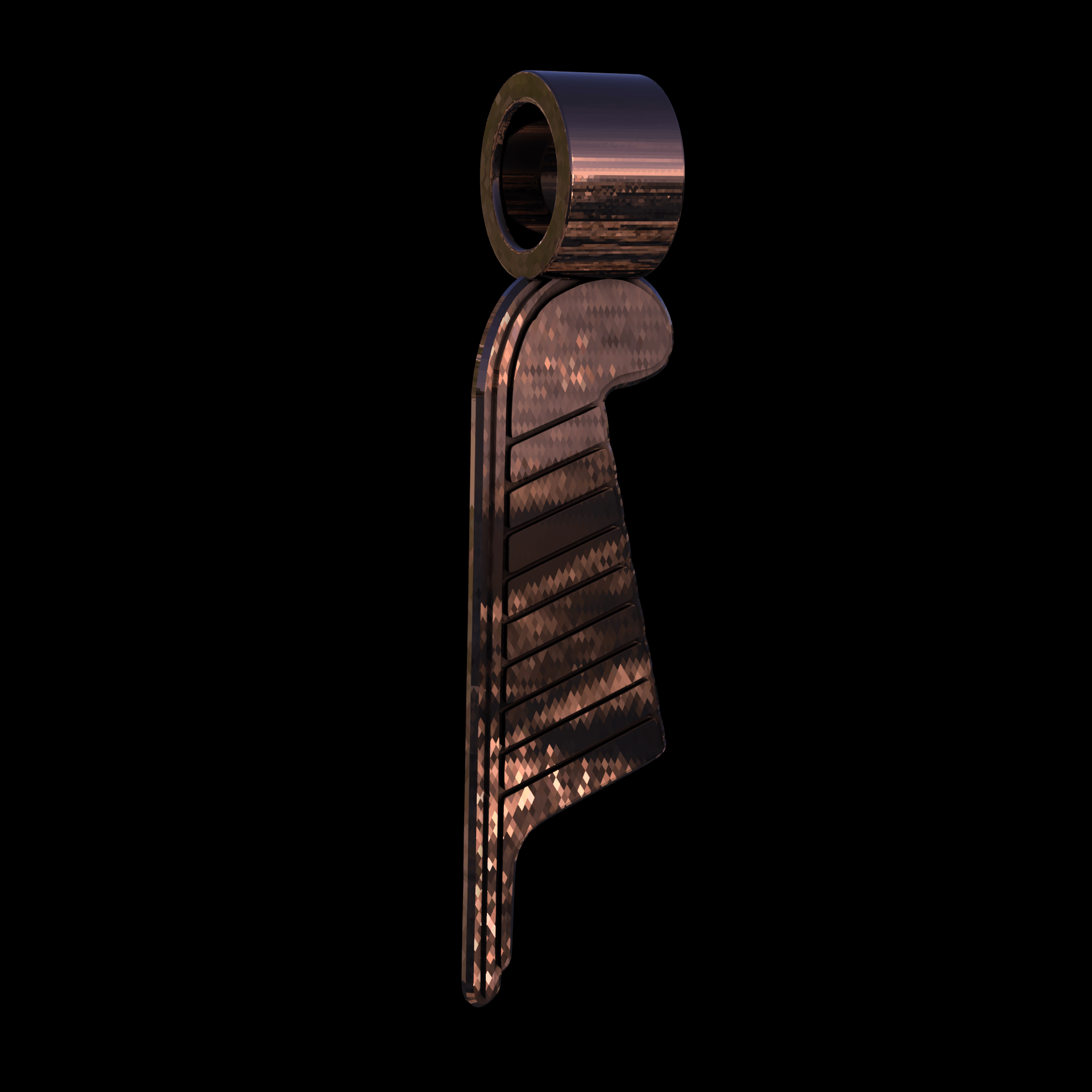 14K Rose Gold manufactured using wax casting, and polished for a shiny, smooth sheen surface.