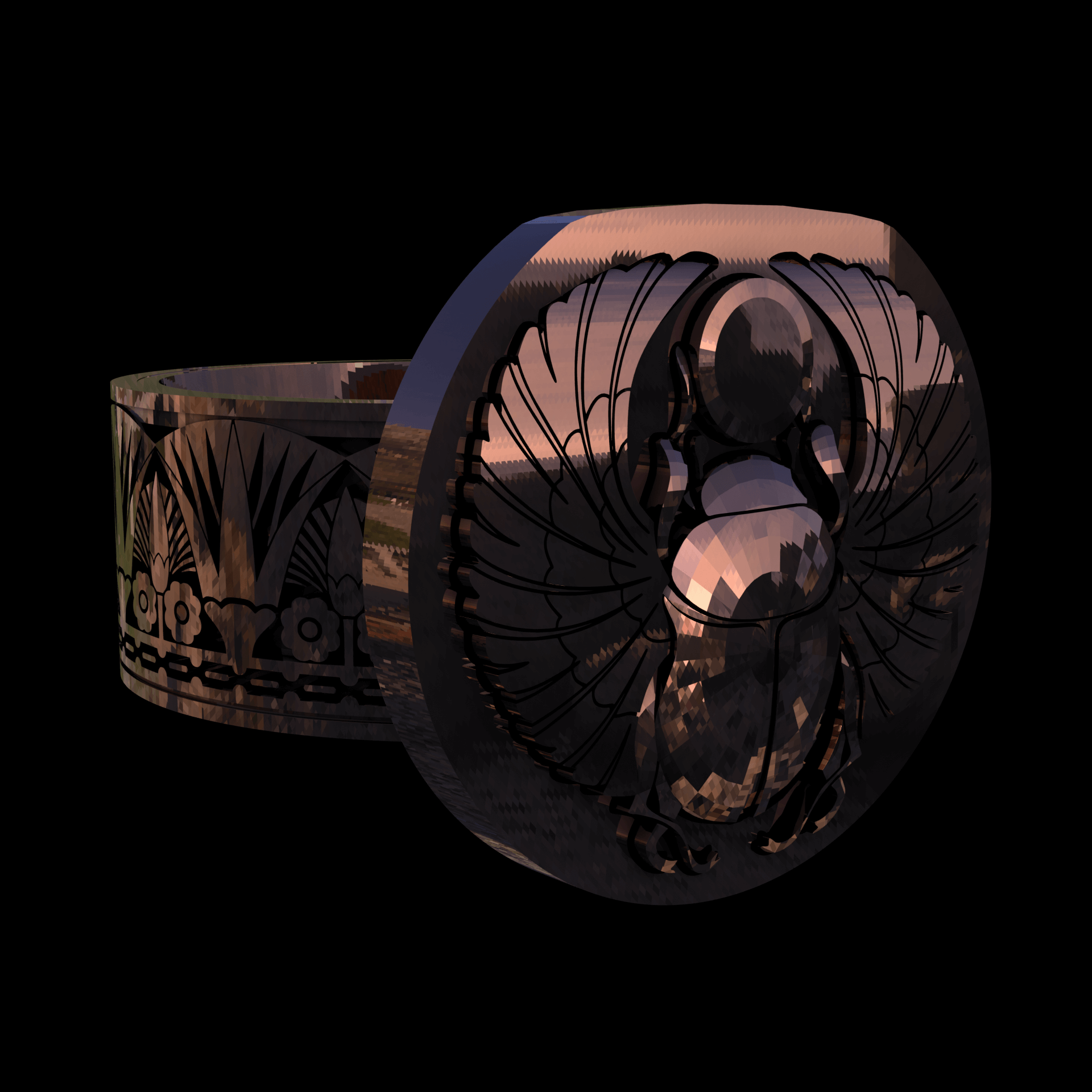 14K Rose Gold manufactured using wax casting, and polished for a shiny, smooth sheen surface.