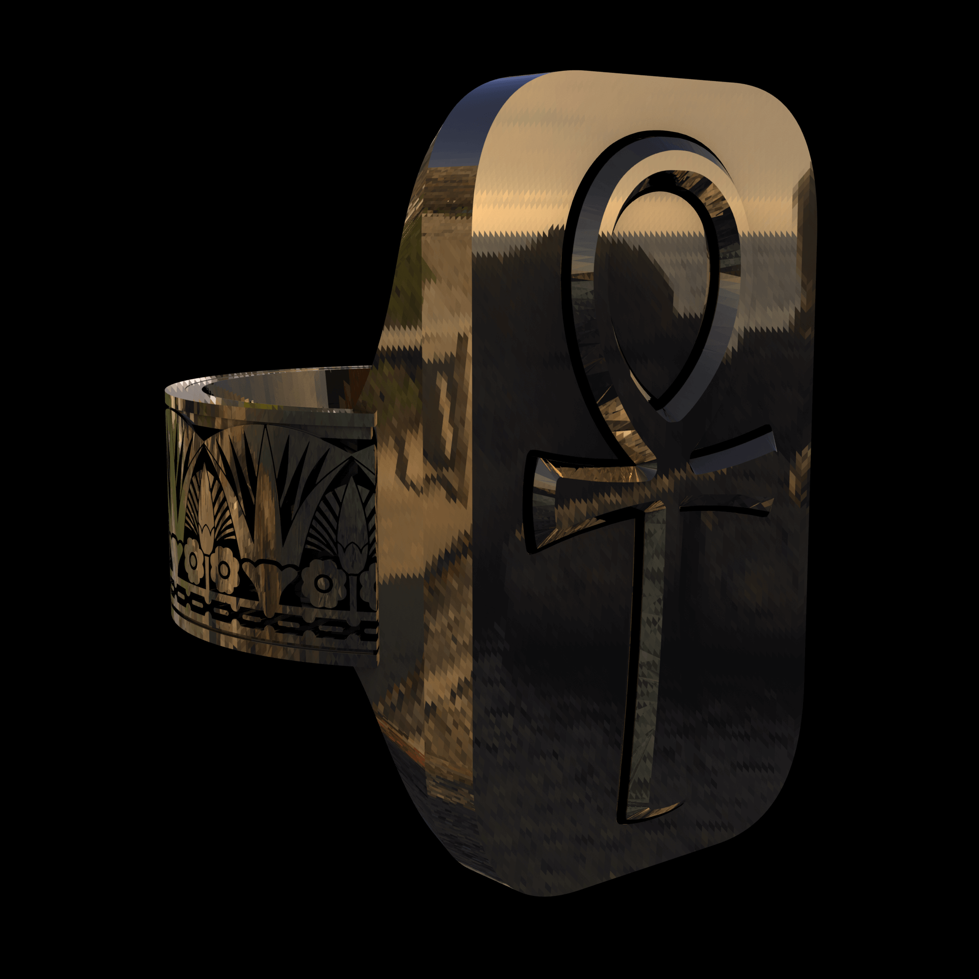 14K Yellow Gold manufactured using wax casting, and polished for a shiny, smooth sheen surface.