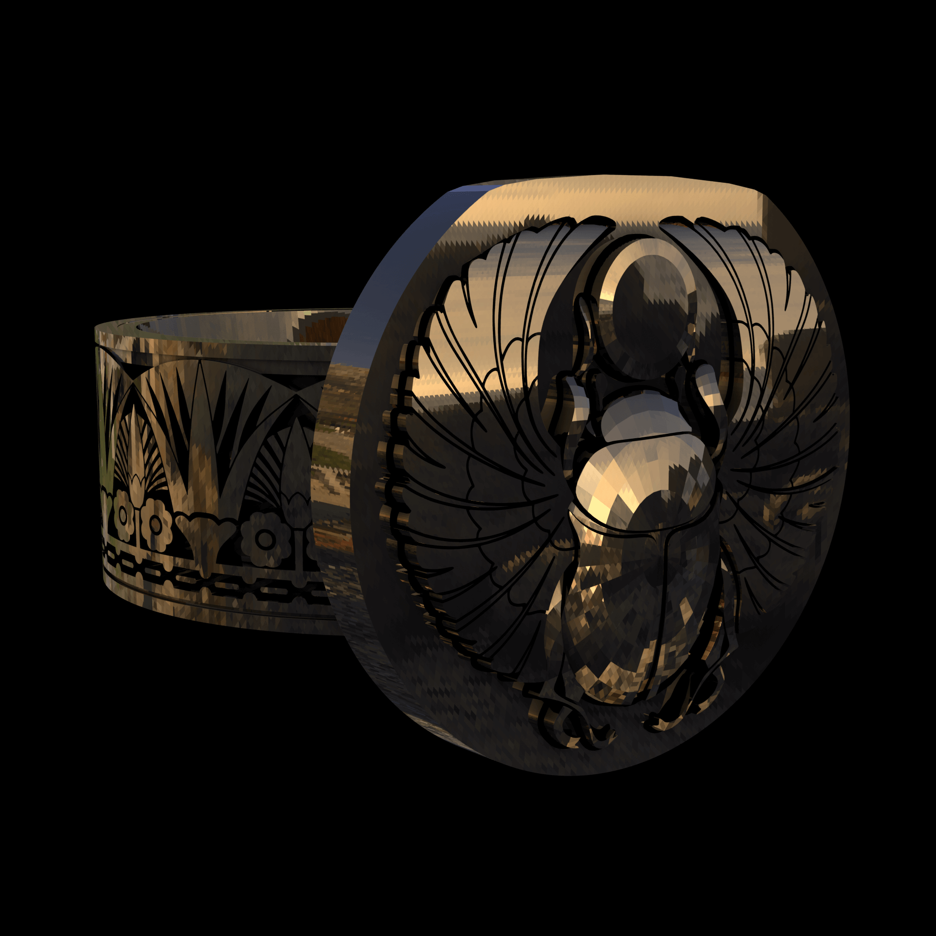 18K Yellow Gold manufactured using wax casting, and polished for a shiny, smooth sheen surface.