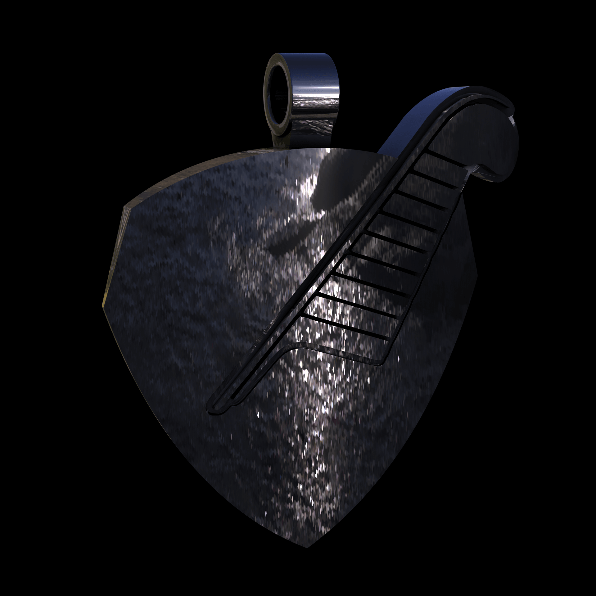 Sterling silver manufactured using wax casting, polished for a slightly textured, mild sheen surface, and recessed details blackened for a steampunk look.