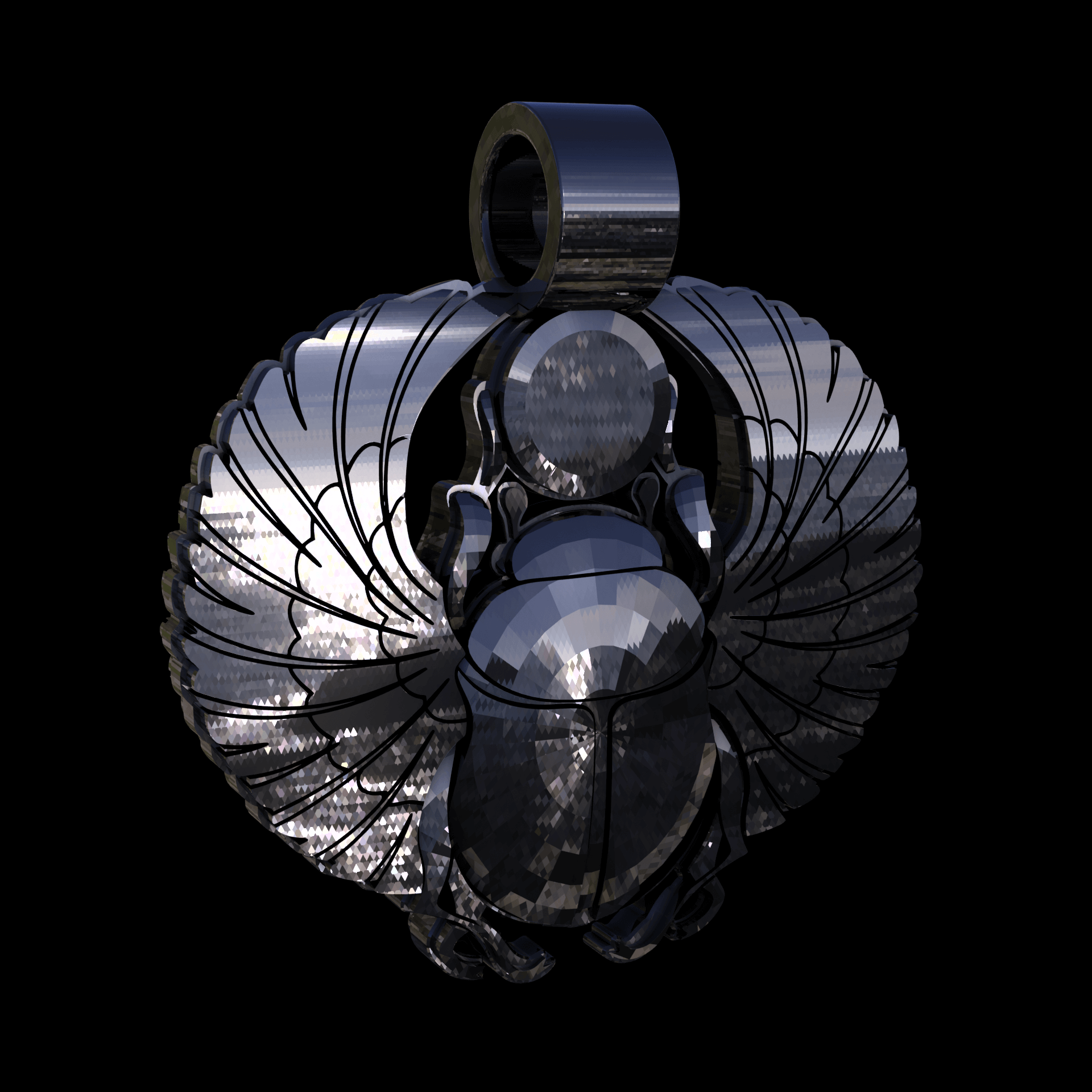 Sterling silver manufactured using wax casting, polished for a slightly textured, mild sheen surface, and recessed details blackened for a steampunk look.