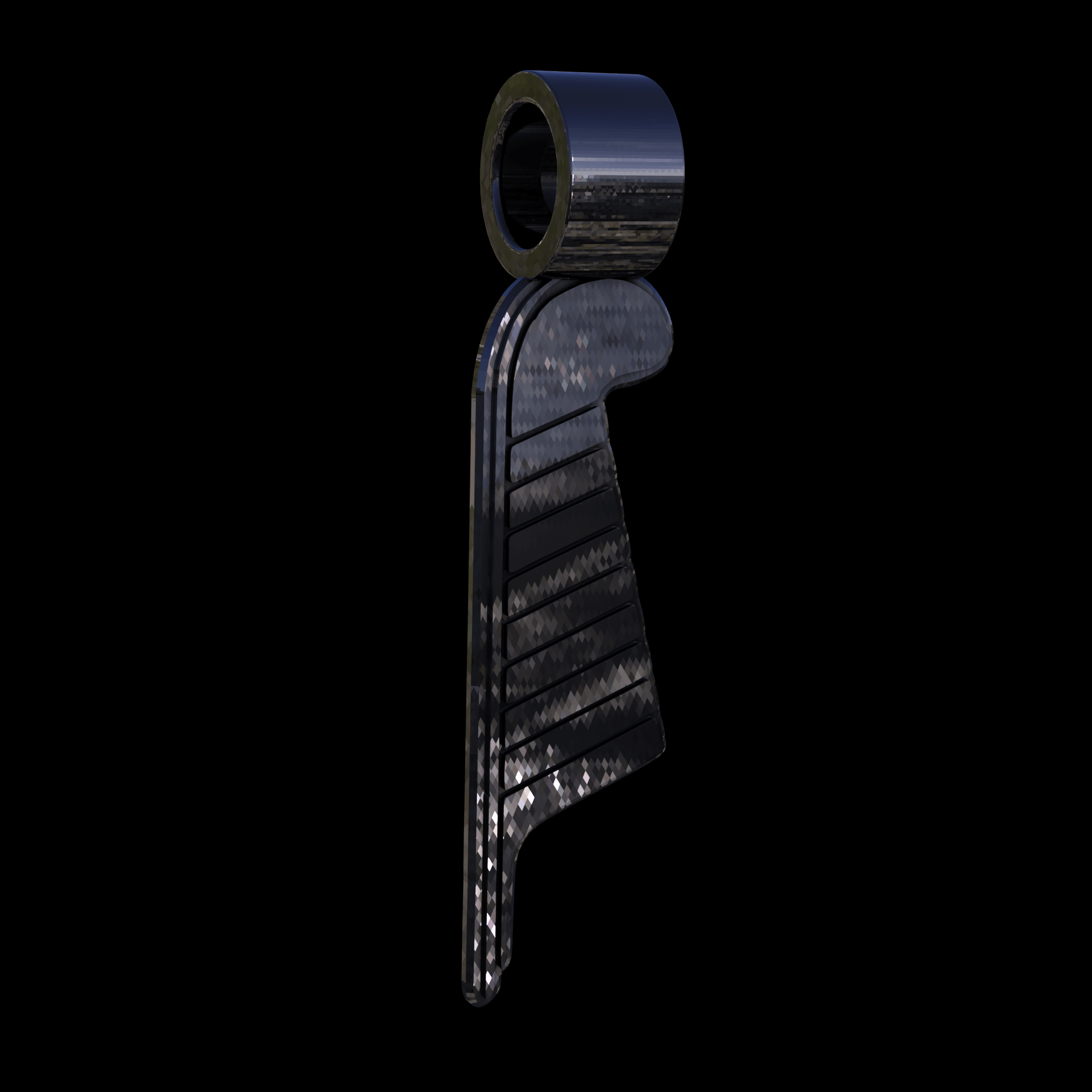 Sterling silver manufactured using wax casting, polished for a slightly textured, mild sheen surface, and recessed details blackened for a steampunk look.