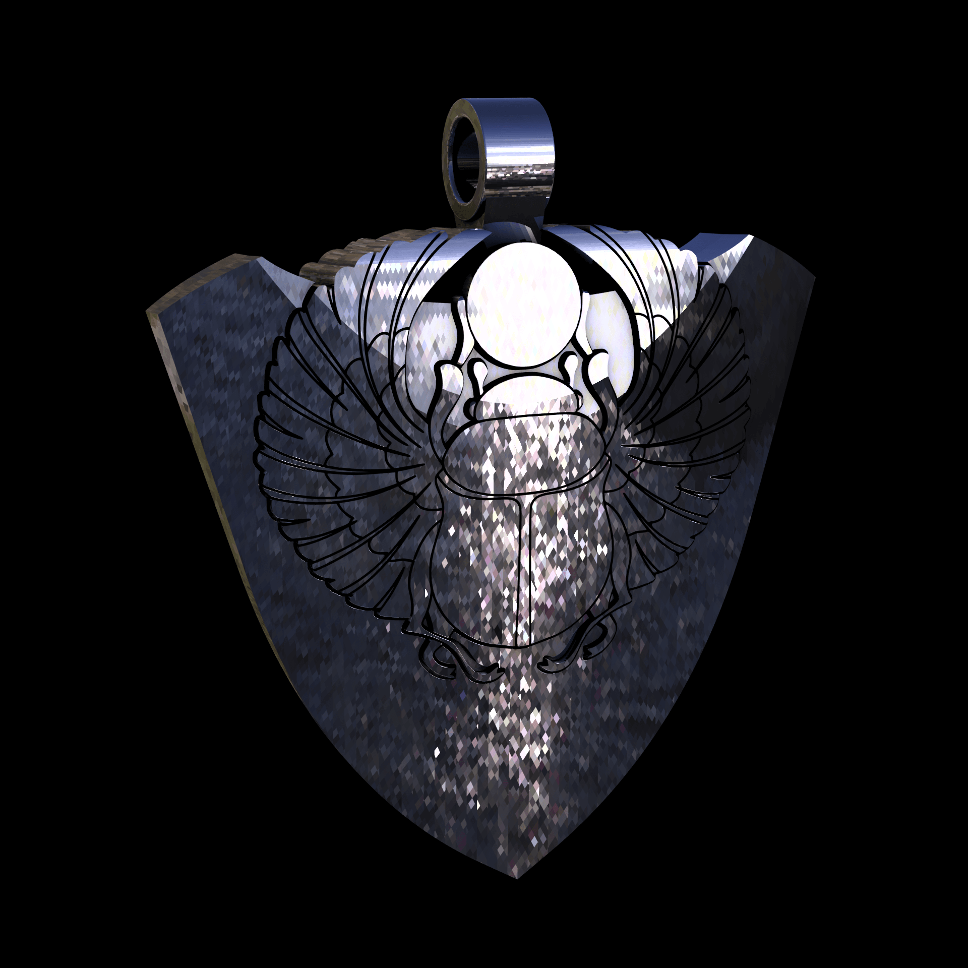 Sterling silver manufactured using wax casting, with extensive polishing reaching intricate details, acheiving a elegant, sleek shiny surface with a fine sheen.