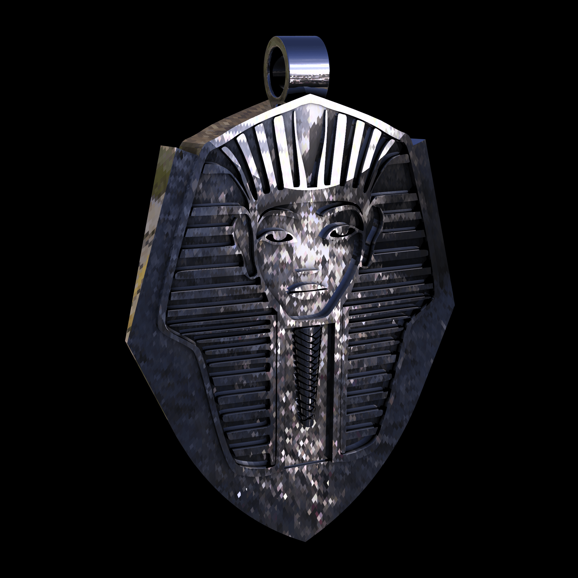 Sterling silver manufactured using wax casting, with extensive polishing reaching intricate details, acheiving a elegant, sleek shiny surface with a fine sheen.