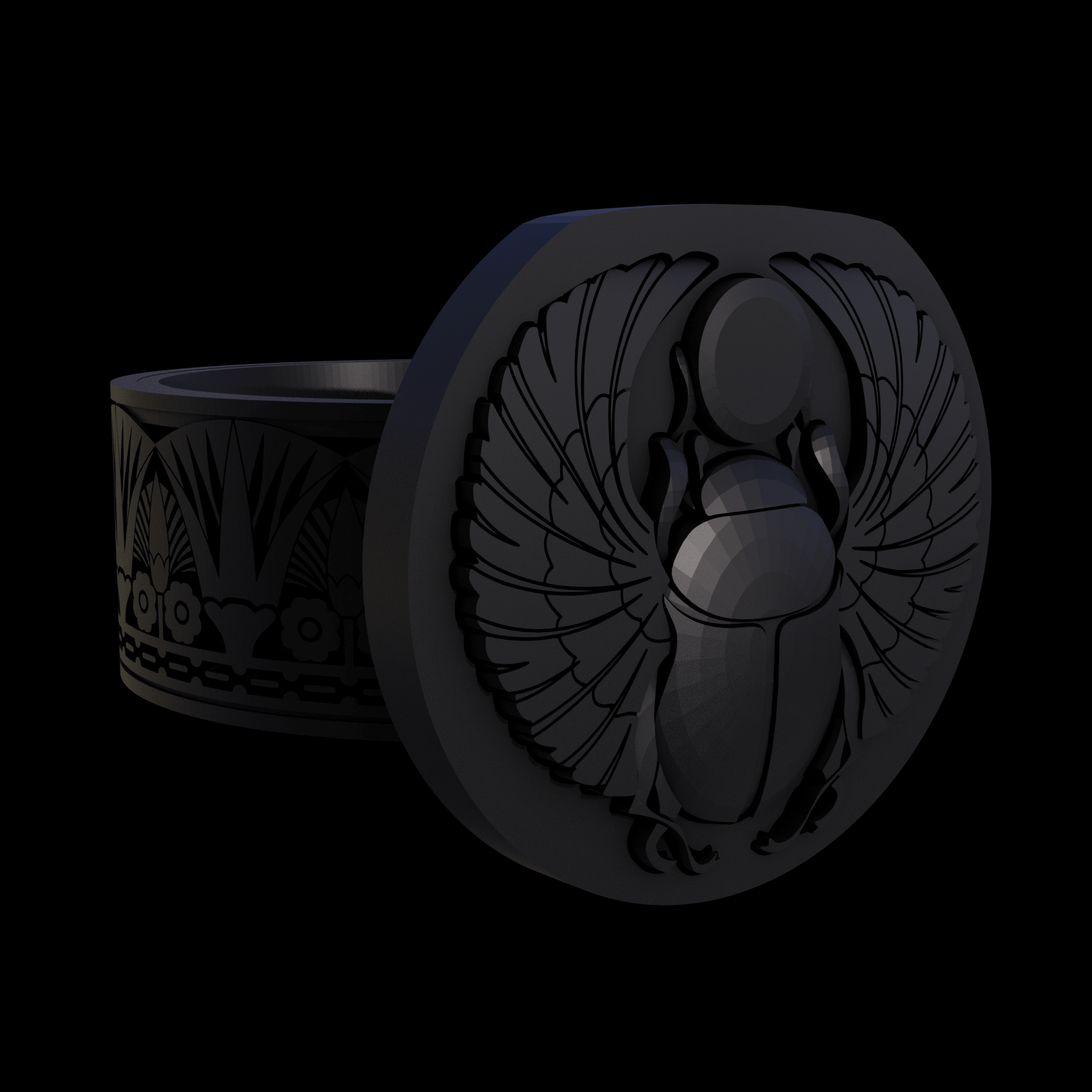 Bronze infused 420 stainless steel, manufactured using 3D printing, treated for a dark grey matte surface finish, with visible print lines.