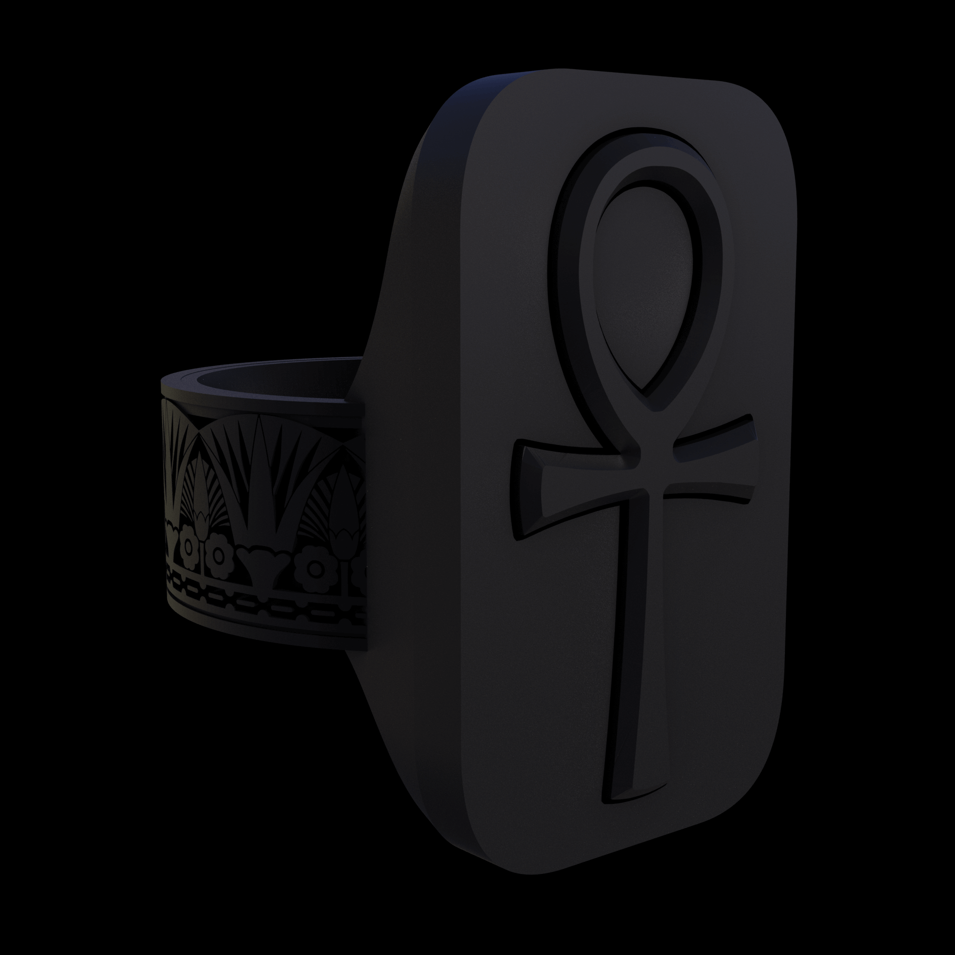 Bronze infused 420 stainless steel, manufactured using 3D printing, treated for a dark grey matte surface finish, with visible print lines.