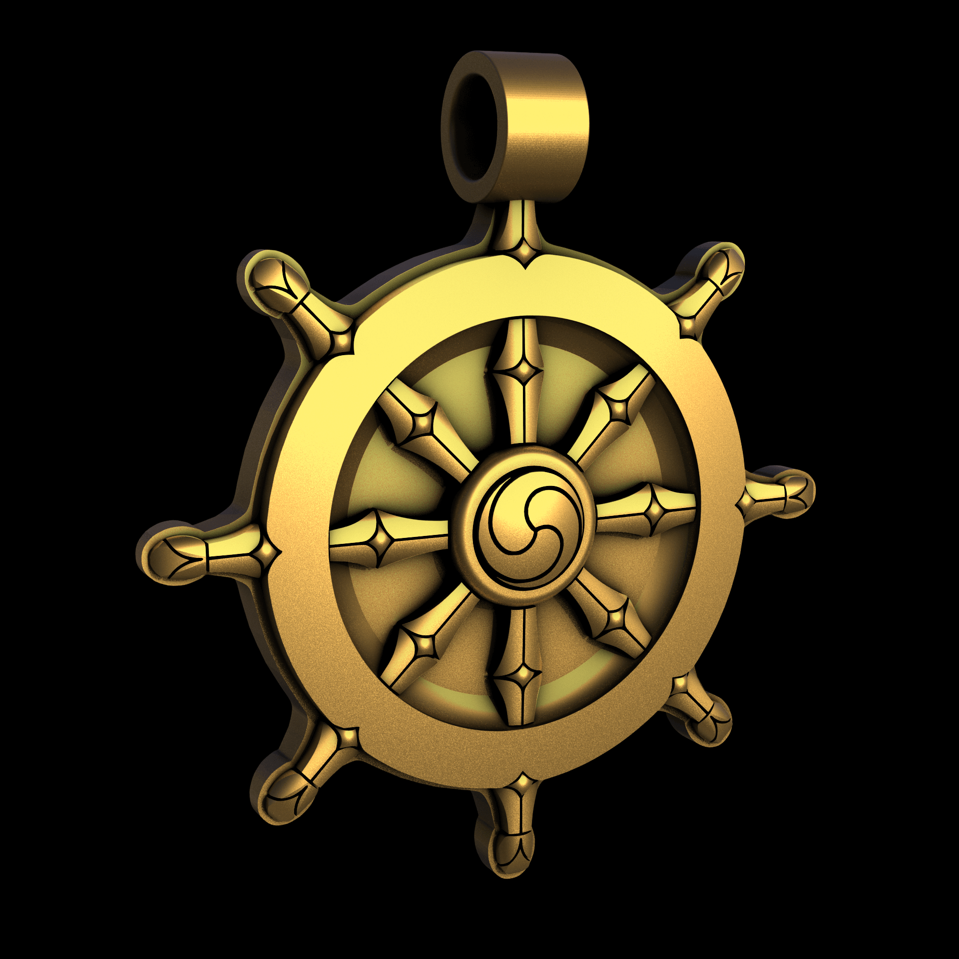 Brass manufactured using wax casting, and lightly polished with a rough matte surface finish.