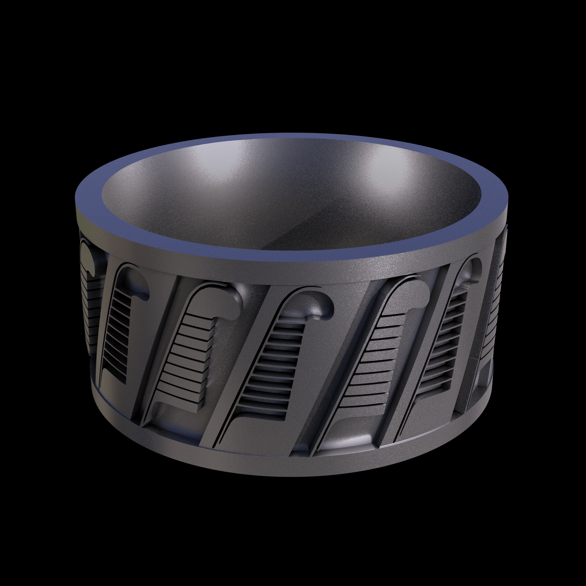Sterling silver manufactured using wax casting, and lightly polished with a rough matte surface finish.