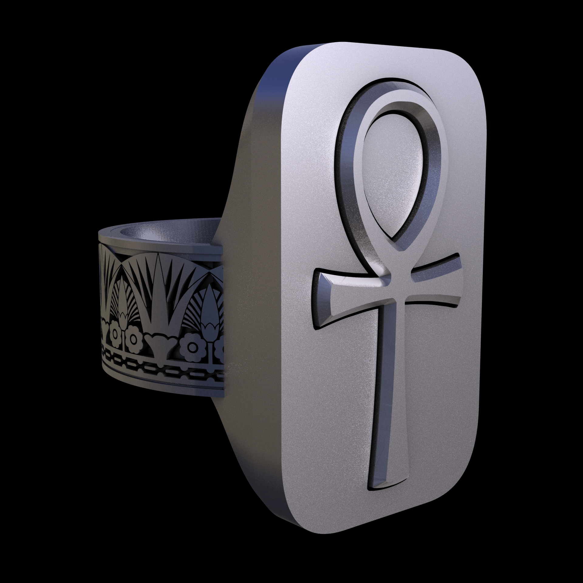 Sterling silver manufactured using wax casting, and lightly polished with a rough matte surface finish.