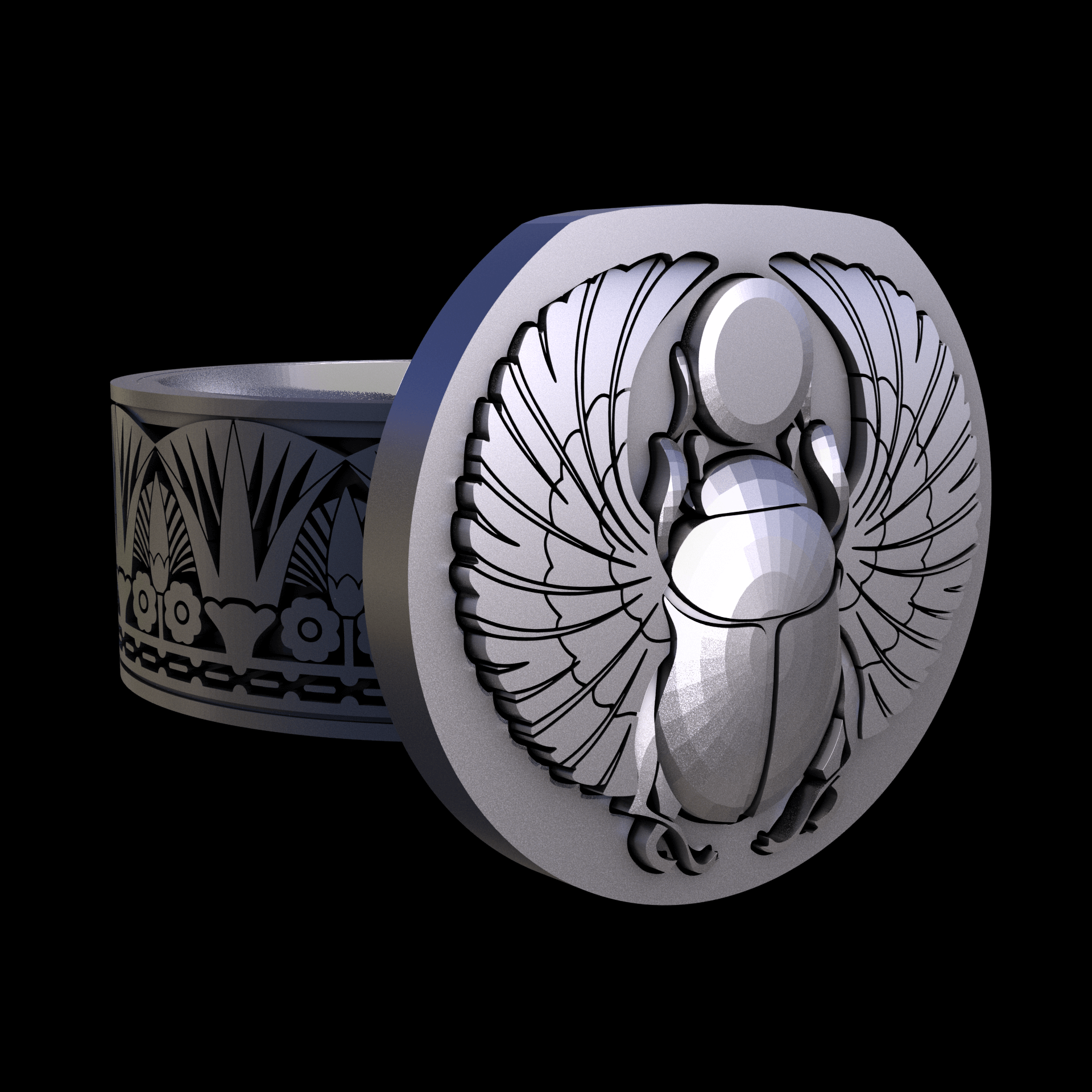 Sterling silver manufactured using wax casting, and lightly polished with a rough matte surface finish.