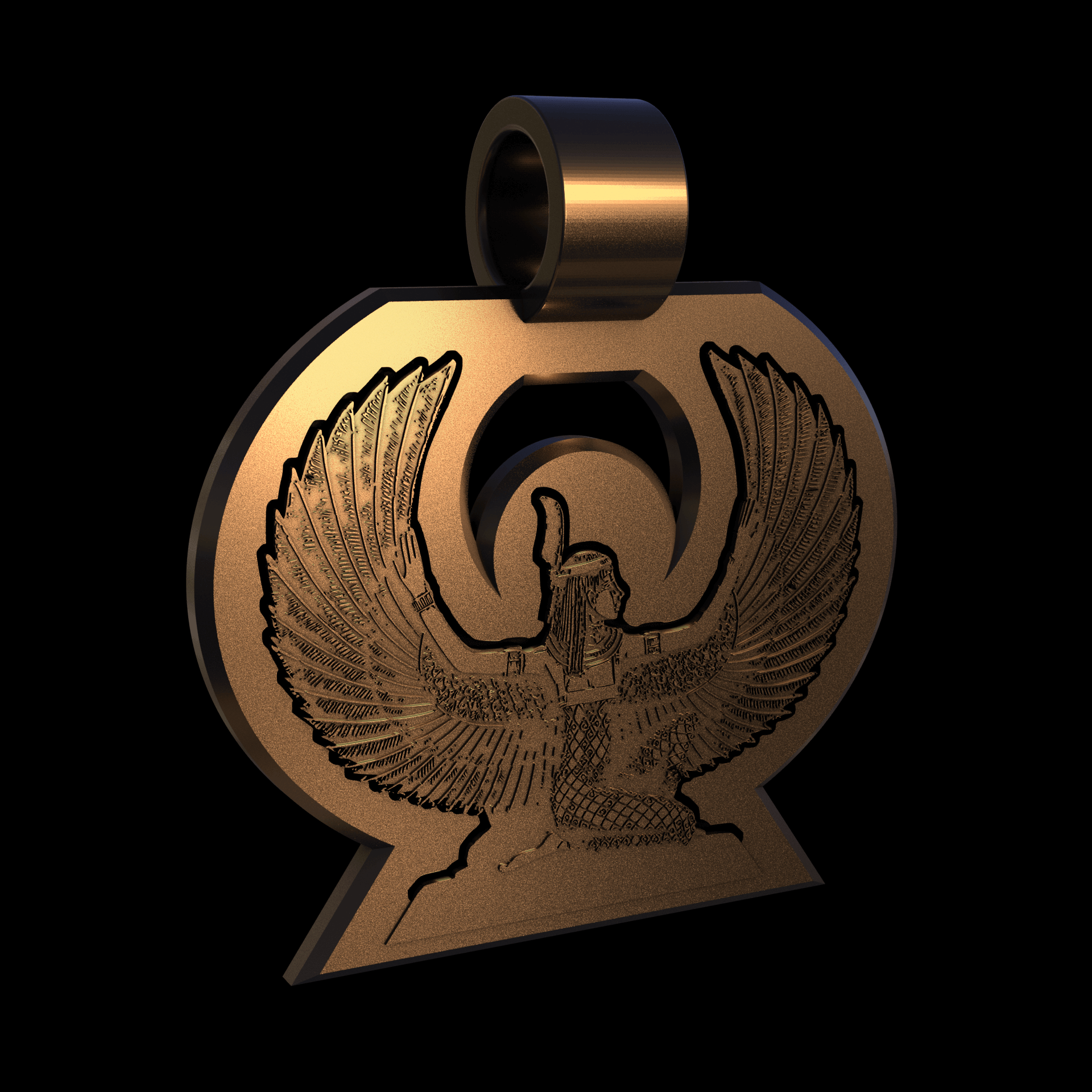 Bronze infused 420 stainless steel, manufactured using 3D printing, polished and enrobed in 24k gold with a mild sheen, with visible print lines.