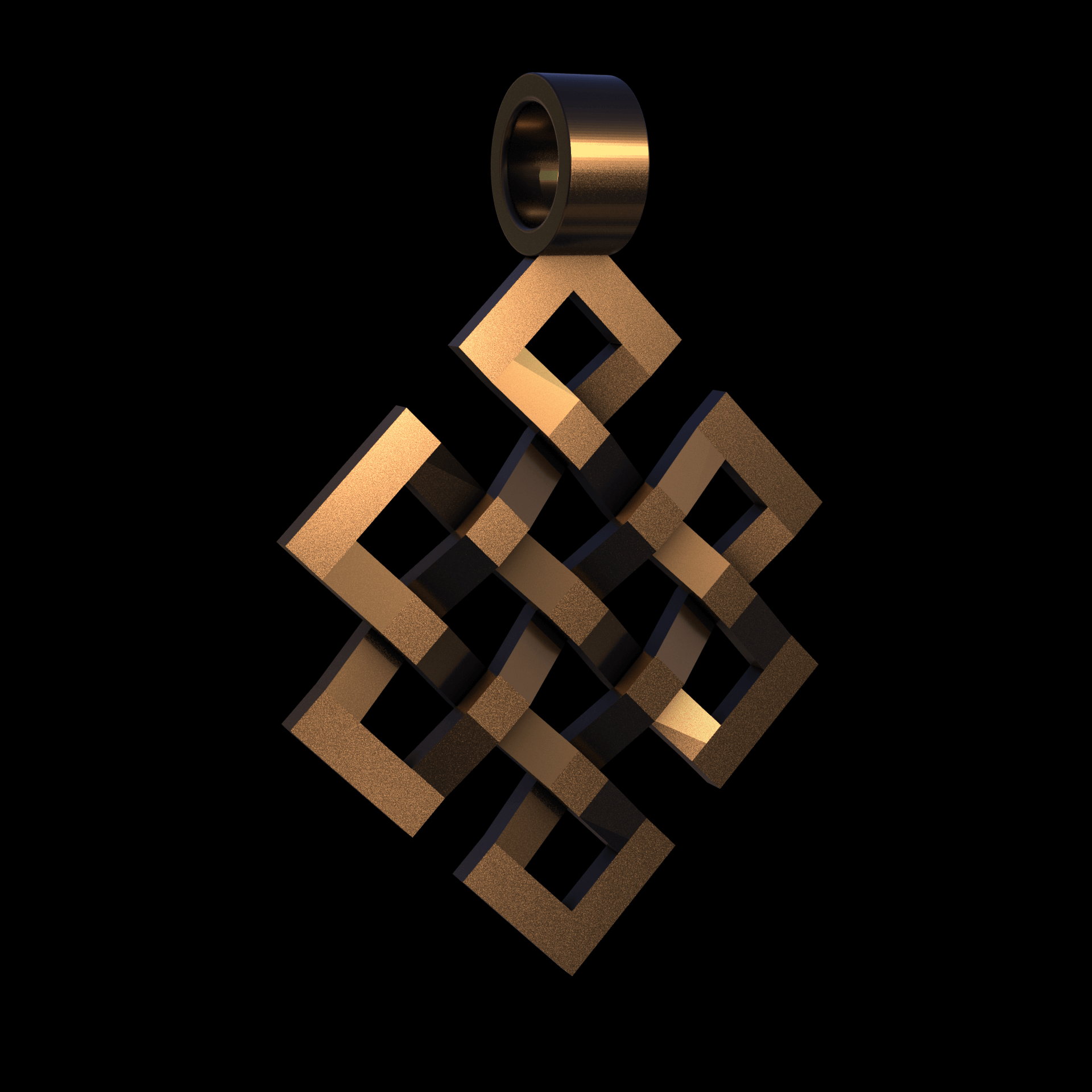 Bronze infused 420 stainless steel, manufactured using 3D printing, polished and enrobed in 24k gold with a mild sheen, with visible print lines.