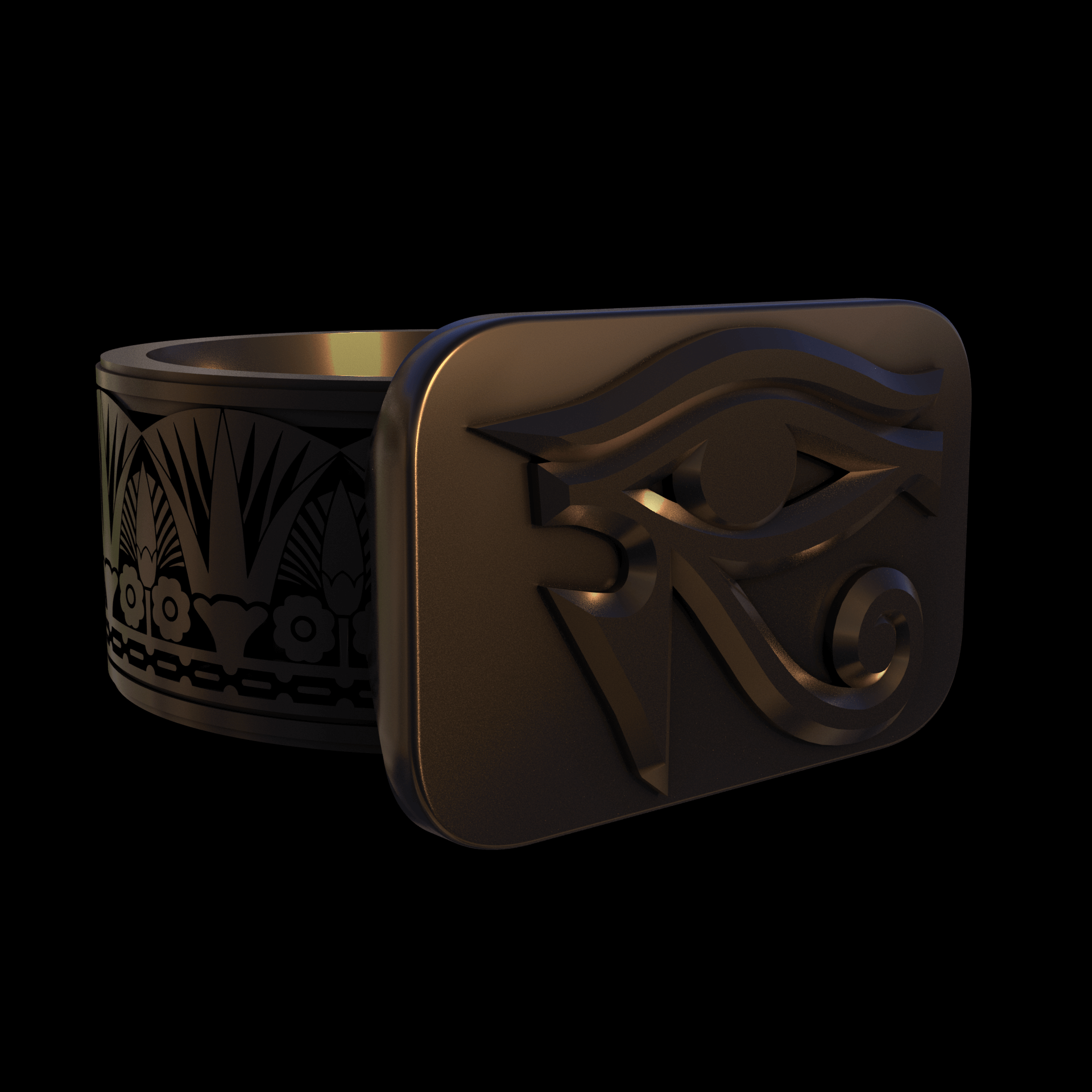 Bronze infused 420 stainless steel, manufactured using 3D printing, polished and enrobed in 24k gold with a mild sheen, with visible print lines.