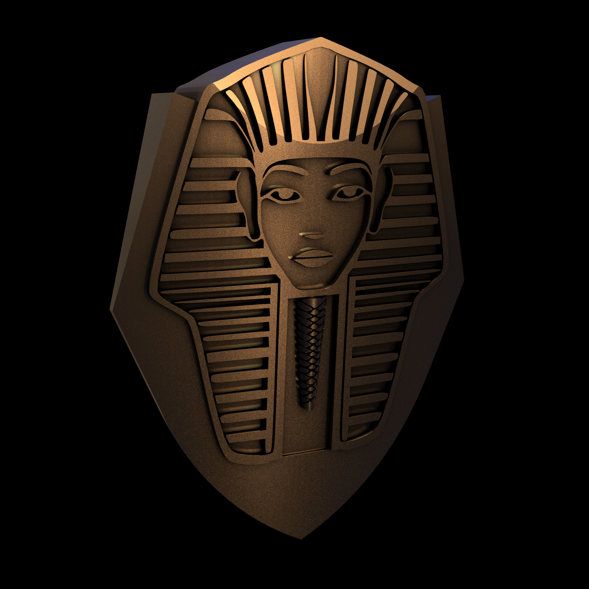 Bronze infused 420 stainless steel, manufactured using 3D printing, polished and enrobed in 24k gold with a mild sheen, with visible print lines.