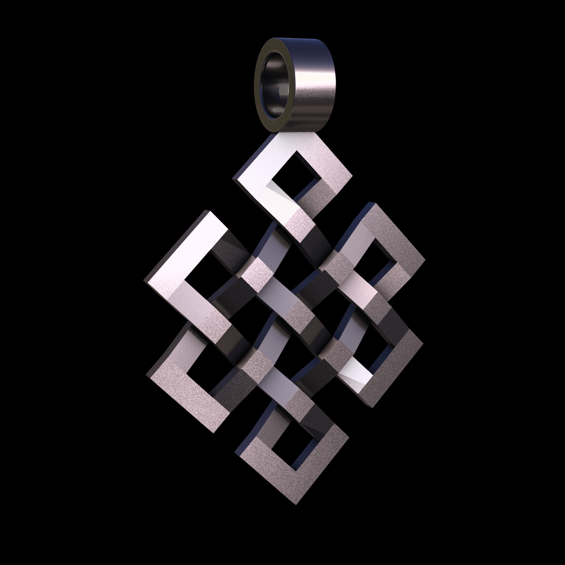 Bronze infused 420 stainless steel, manufactured using 3D printing, polished and plated in nickel for a silvery hue with a mild sheen, with visible print lines.