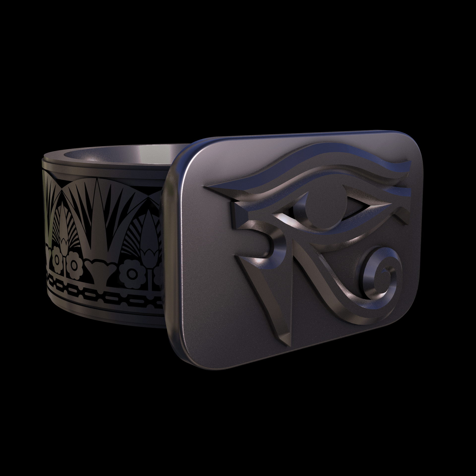 Bronze infused 420 stainless steel, manufactured using 3D printing, polished and plated in nickel for a silvery hue with a mild sheen, with visible print lines.