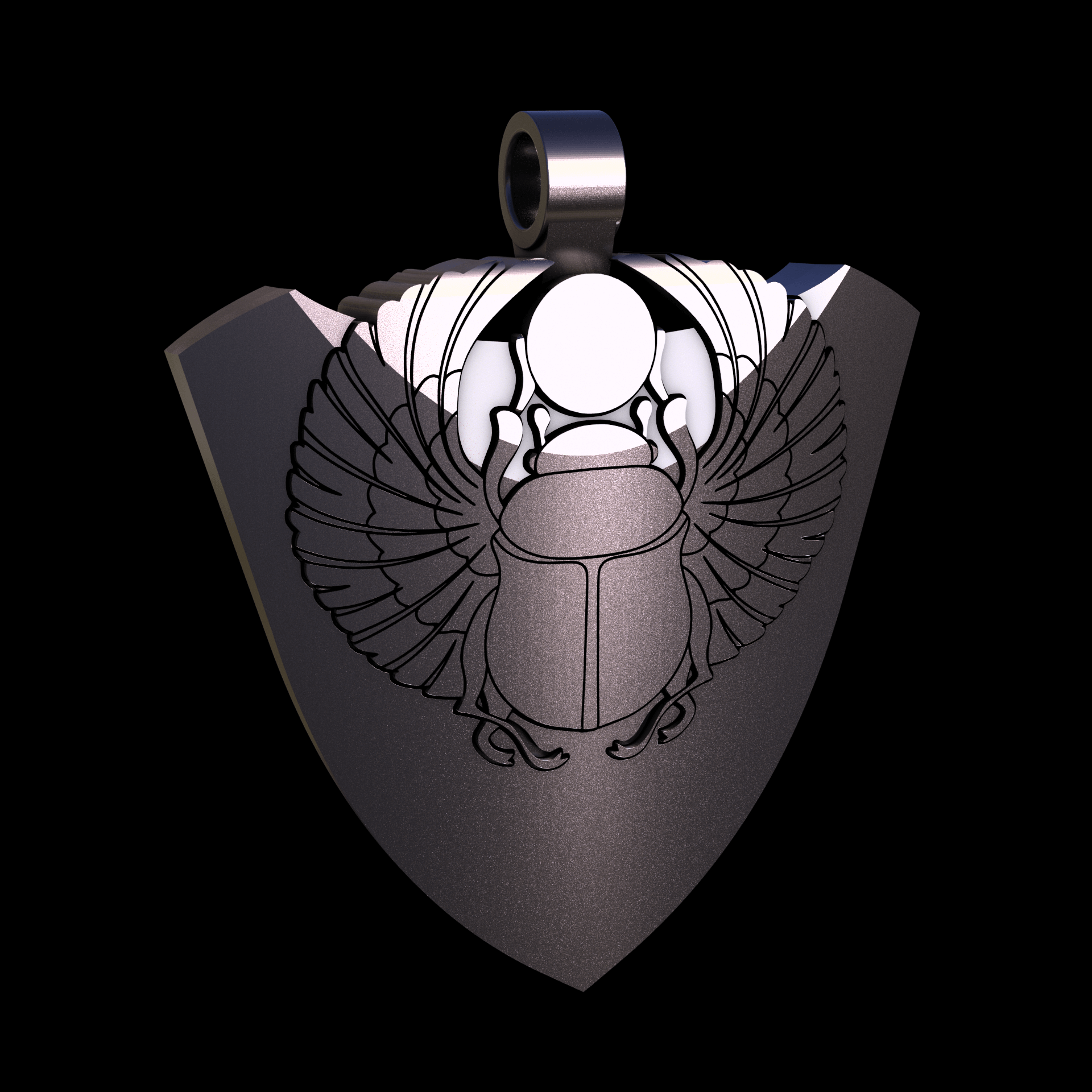 Bronze infused 420 stainless steel, manufactured using 3D printing, polished and plated in nickel for a silvery hue with a mild sheen, with visible print lines.