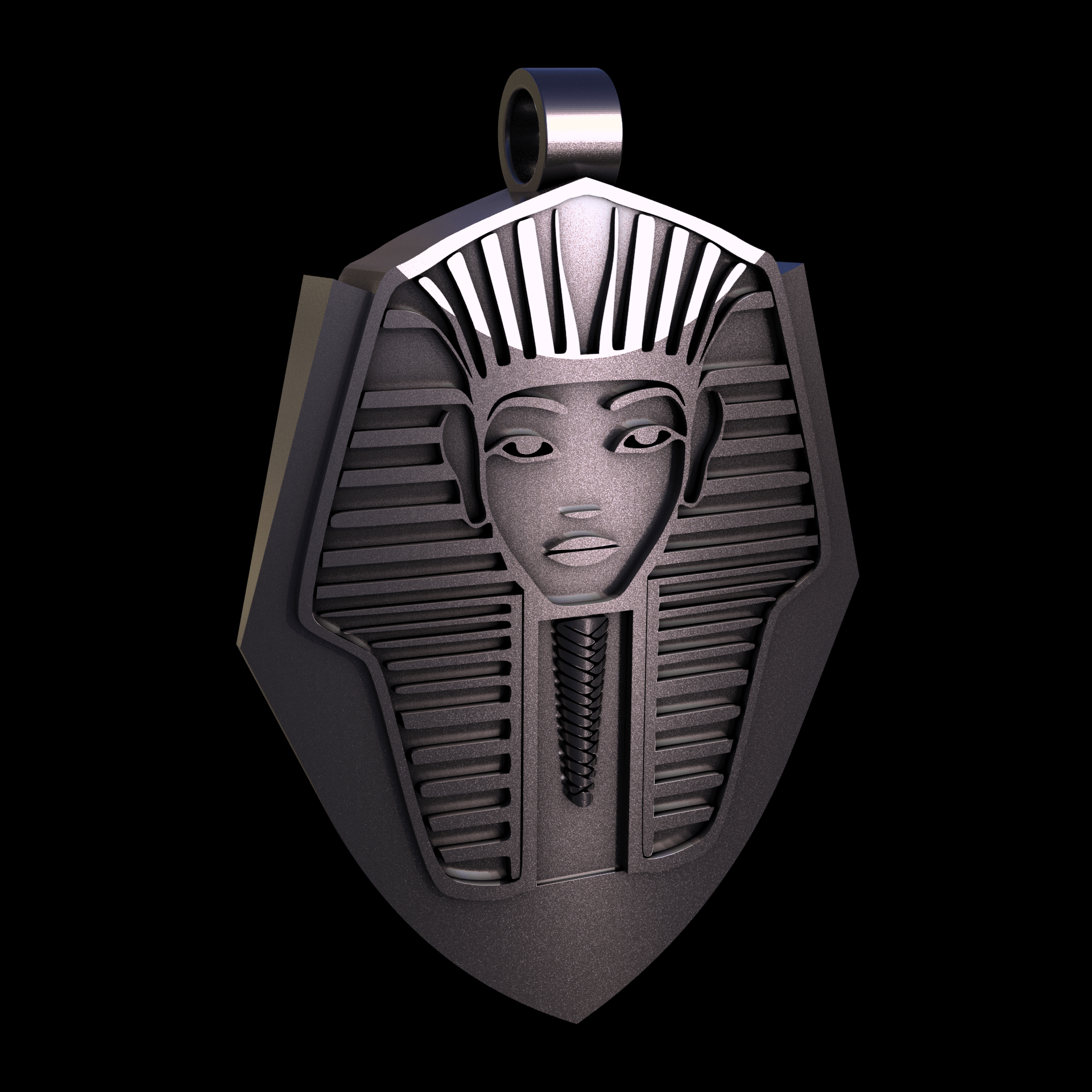 Bronze infused 420 stainless steel, manufactured using 3D printing, polished and plated in nickel for a silvery hue with a mild sheen, with visible print lines.