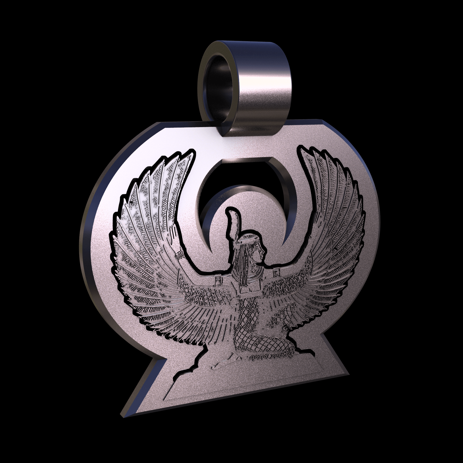 Bronze infused 420 stainless steel, manufactured using 3D printing, polished and plated in nickel for a silvery hue with a mild sheen, with visible print lines.