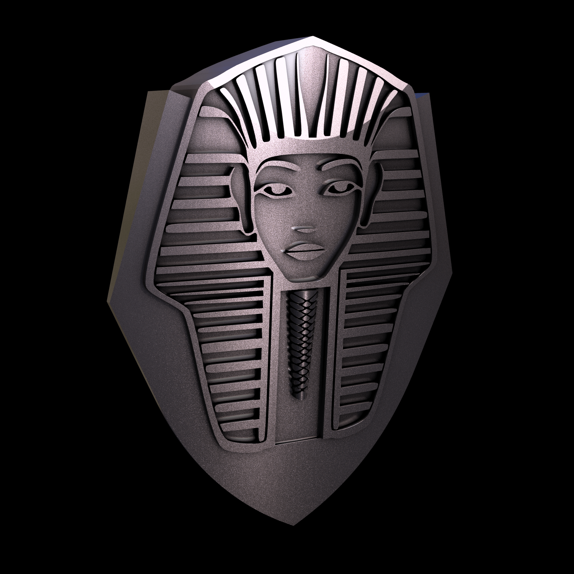 Bronze infused 420 stainless steel, manufactured using 3D printing, polished and plated in nickel for a silvery hue with a mild sheen, with visible print lines.