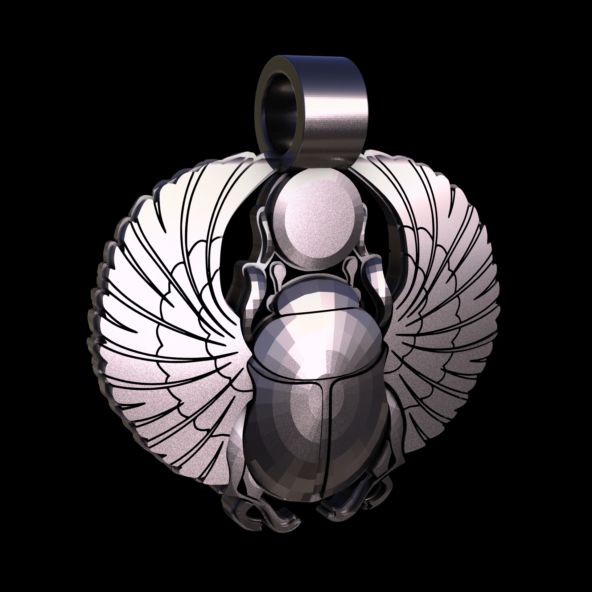 Bronze infused 420 stainless steel, manufactured using 3D printing, polished and plated in nickel for a silvery hue with a mild sheen, with visible print lines.