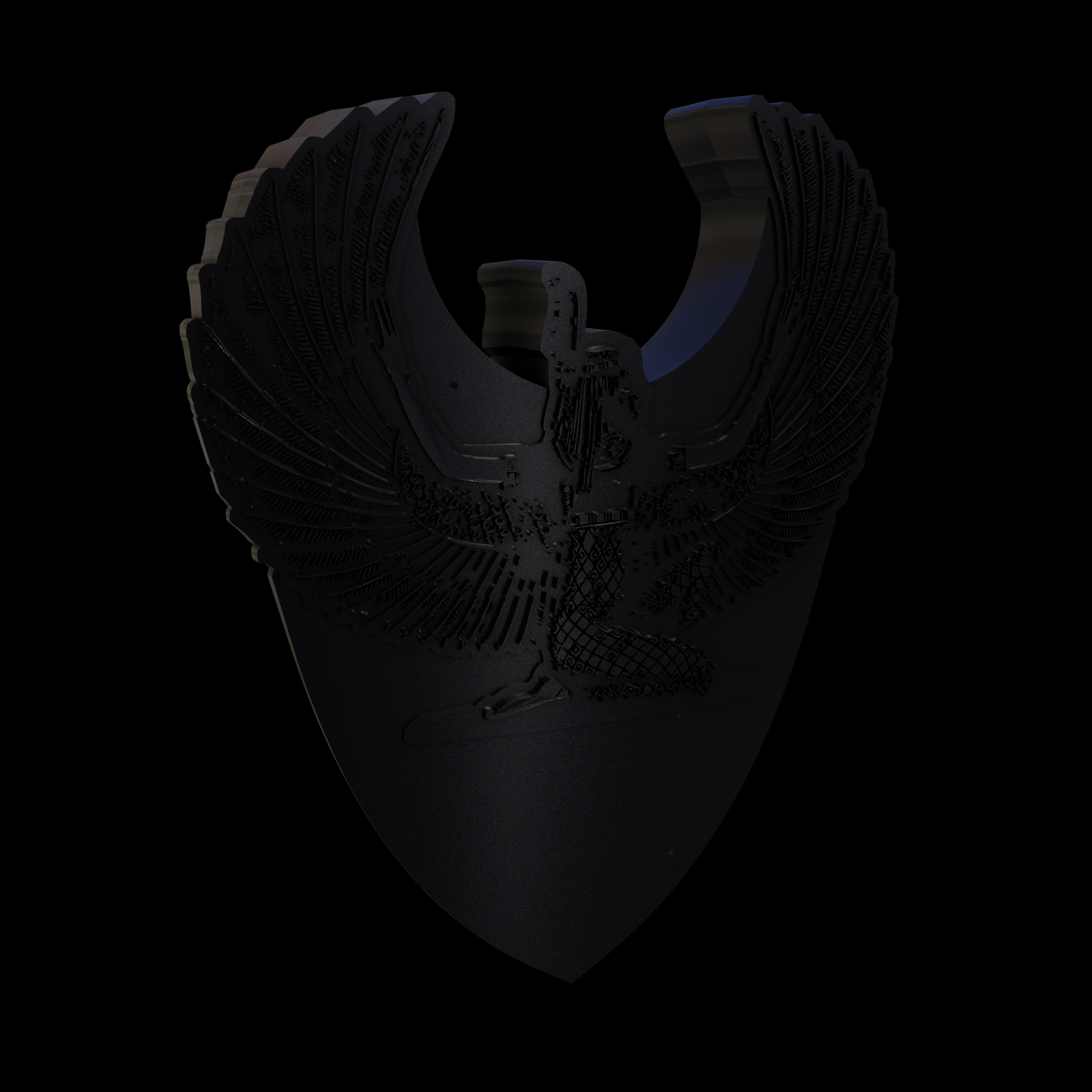 Bronze infused 420 stainless steel, manufactured using 3D printing, treated and polished for a dark grey sheen, with visible print lines.