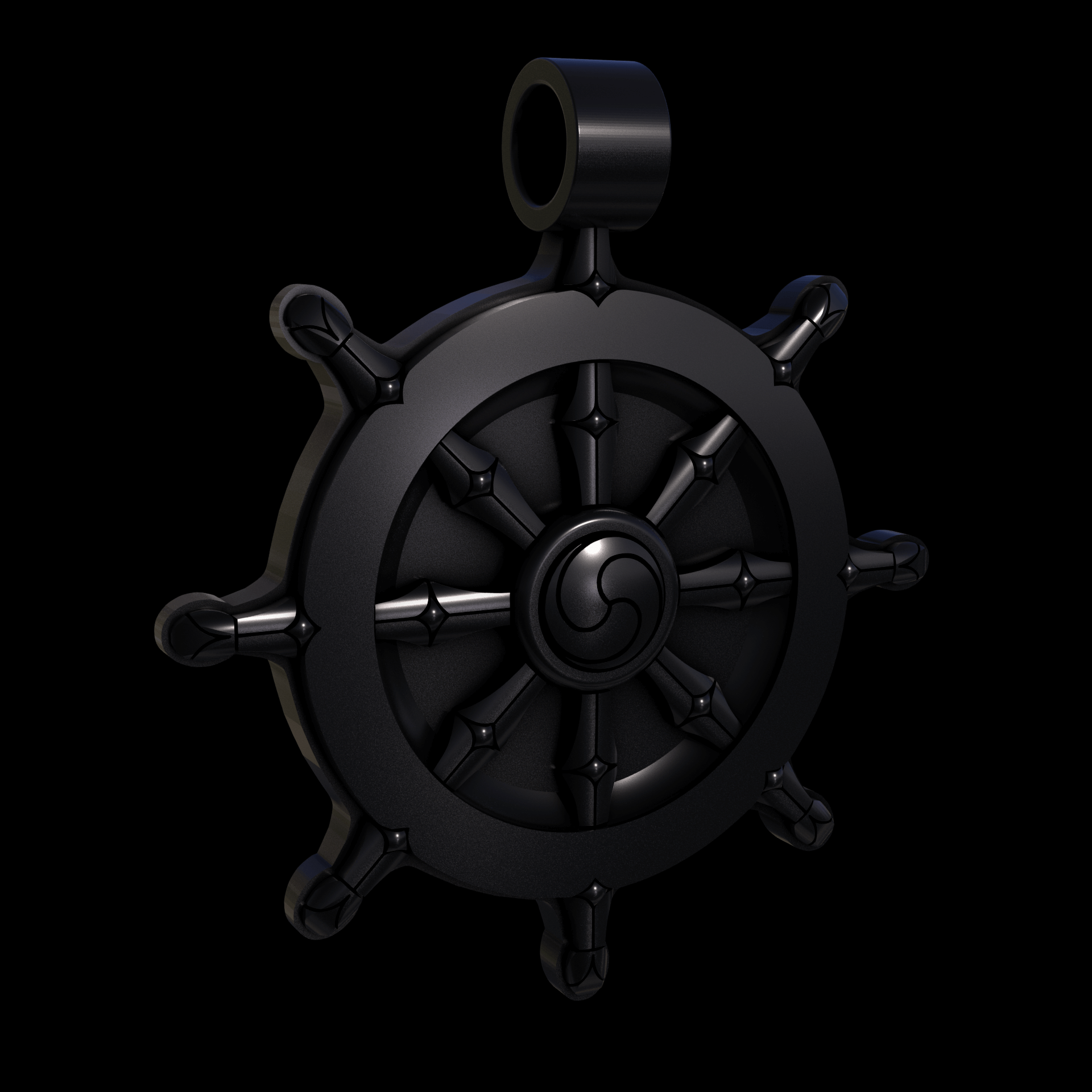 Bronze infused 420 stainless steel, manufactured using 3D printing, treated and polished for a dark grey sheen, with visible print lines.