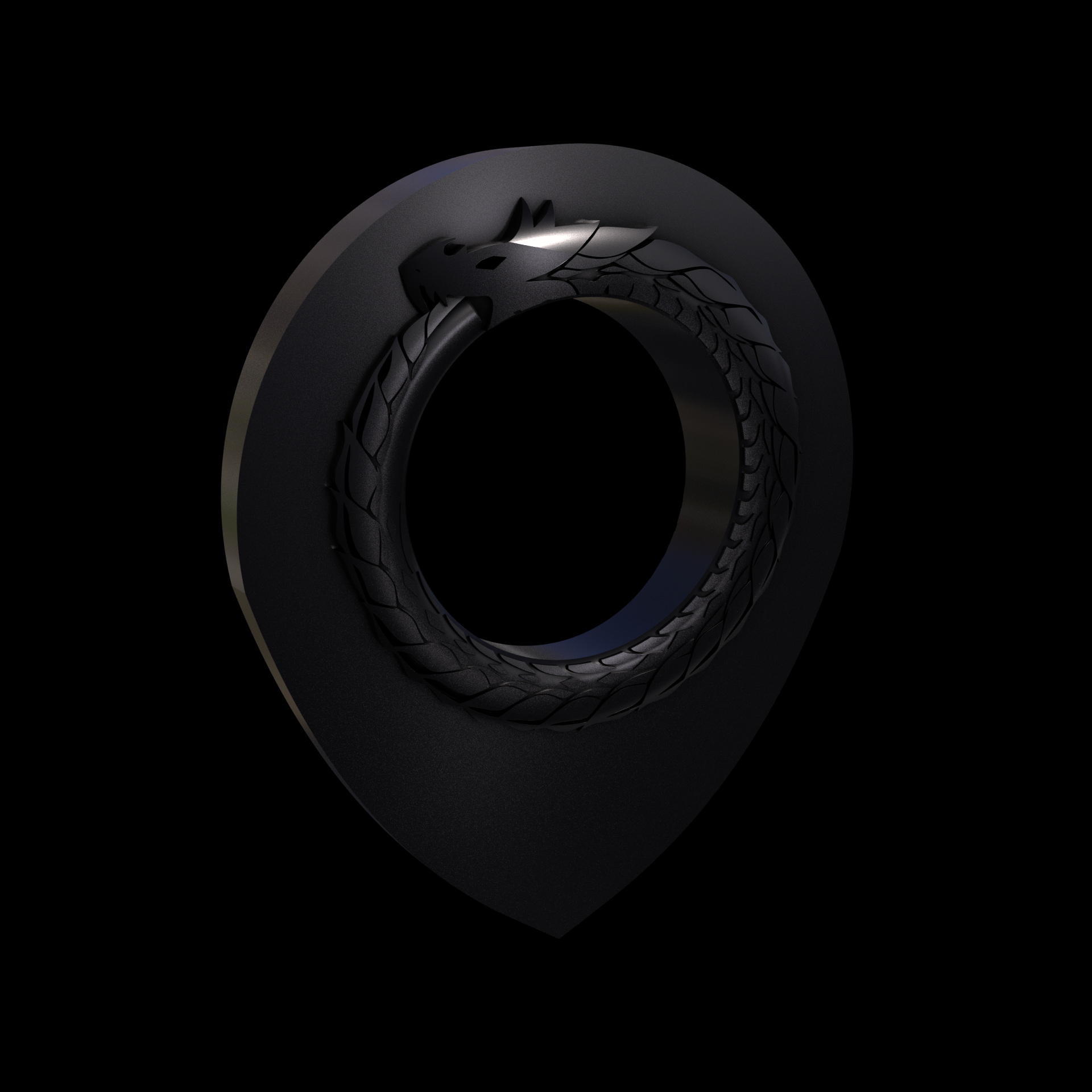 Bronze infused 420 stainless steel, manufactured using 3D printing, treated and polished for a dark grey sheen, with visible print lines.