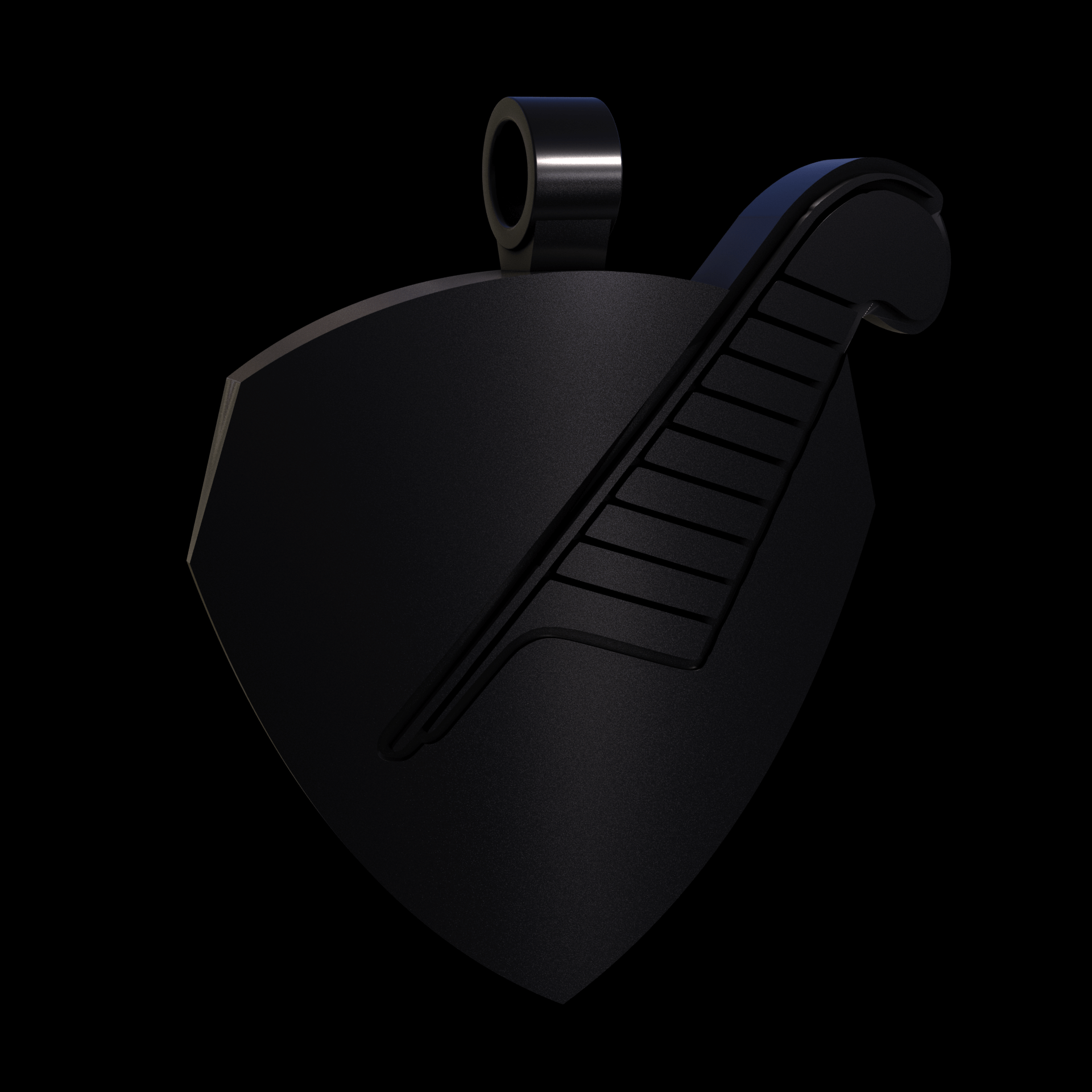 Bronze infused 420 stainless steel, manufactured using 3D printing, treated and polished for a dark grey sheen, with visible print lines.