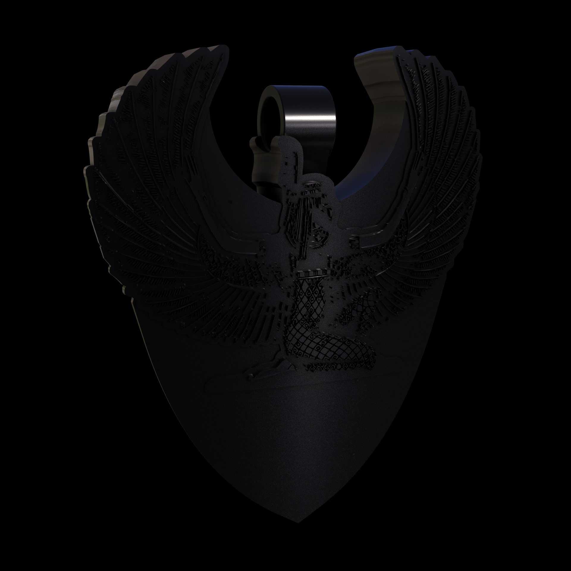 Bronze infused 420 stainless steel, manufactured using 3D printing, treated and polished for a dark grey sheen, with visible print lines.