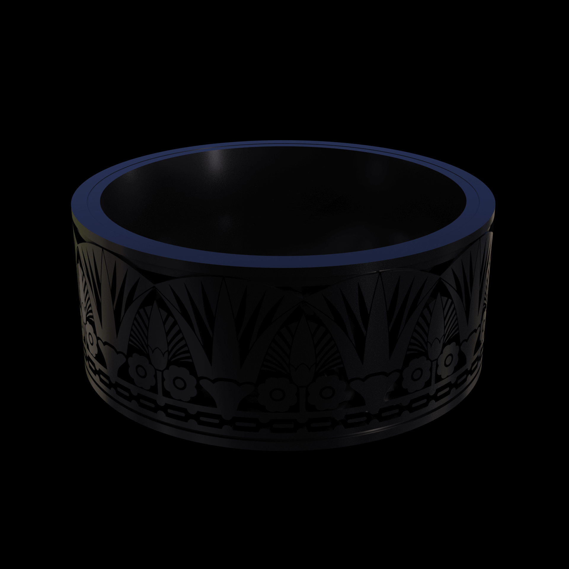 Bronze infused 420 stainless steel, manufactured using 3D printing, treated and polished for a dark grey sheen, with visible print lines.