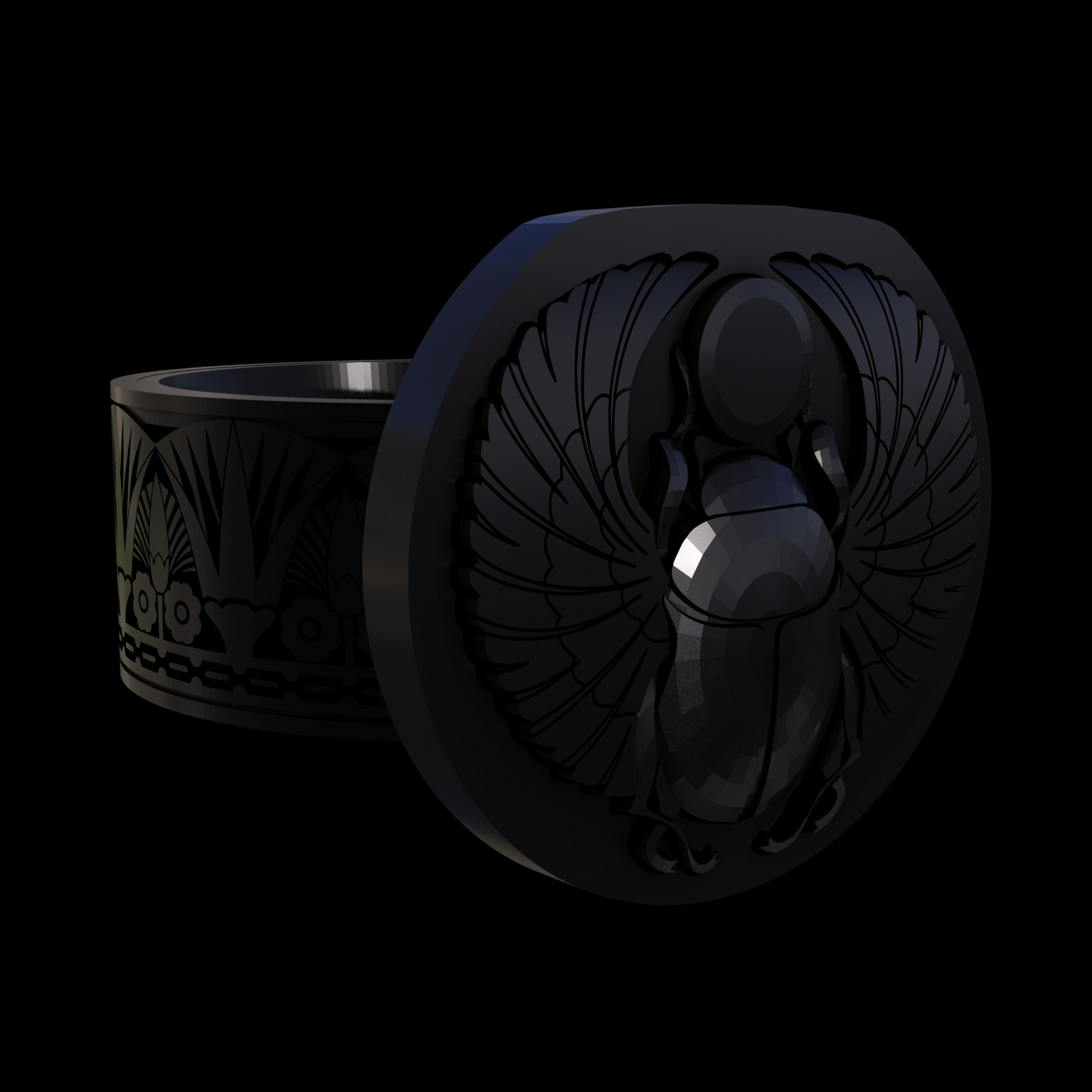 Bronze infused 420 stainless steel, manufactured using 3D printing, treated and polished for a dark grey sheen, with visible print lines.