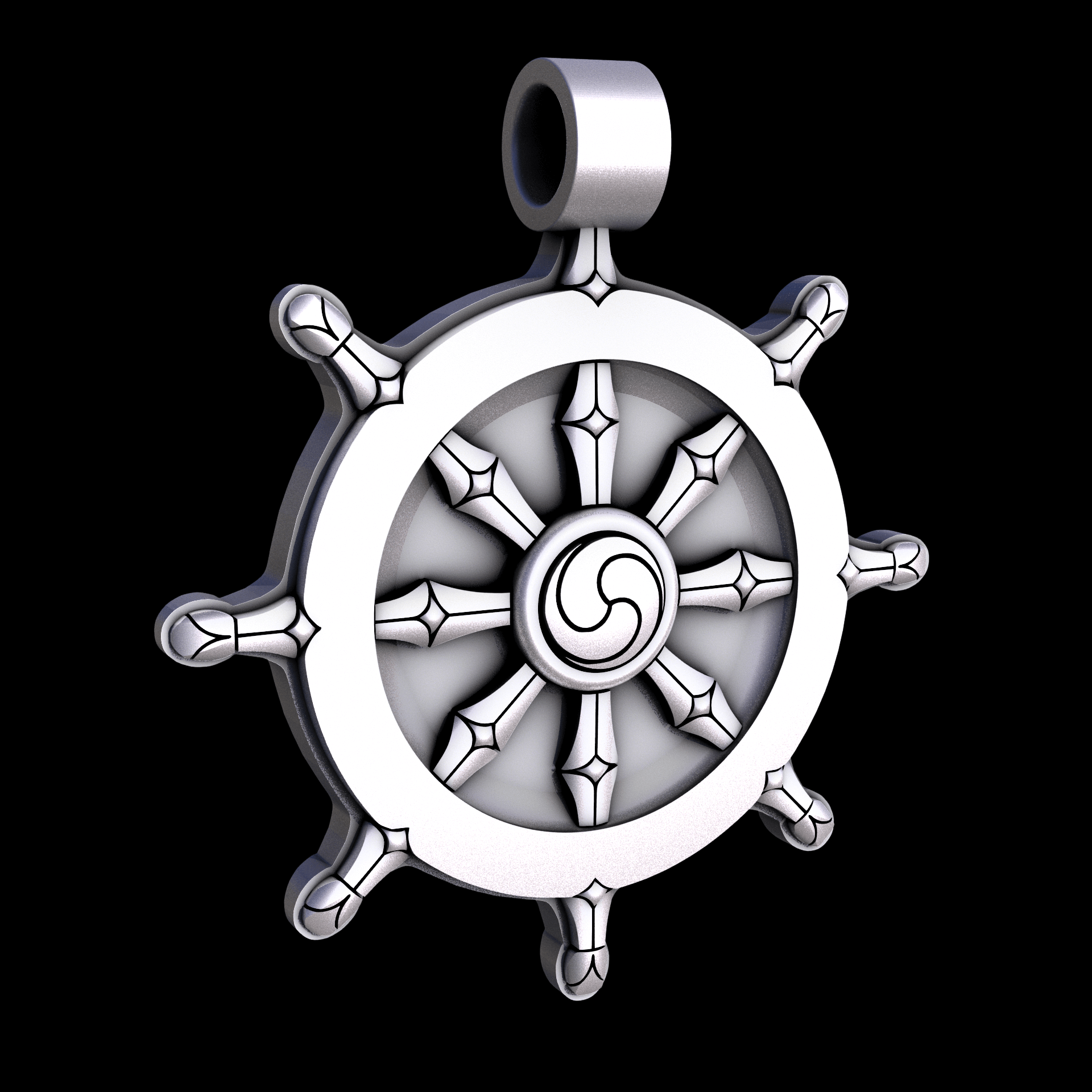 Stainless Steel 17-4PH, manufactured using 3D printing, and media blasted after sintering, for a semi matte, rough surface finish.