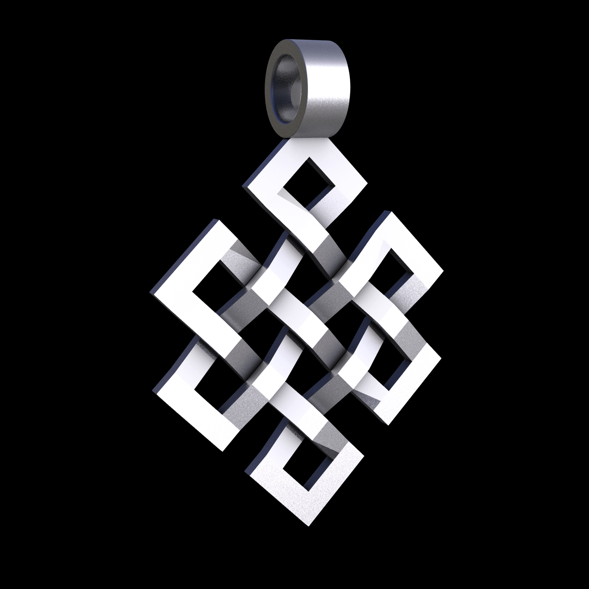 Stainless Steel 316L, manufactured using 3D printing, and media blasted after sintering, for a semi matte, rough surface finish.