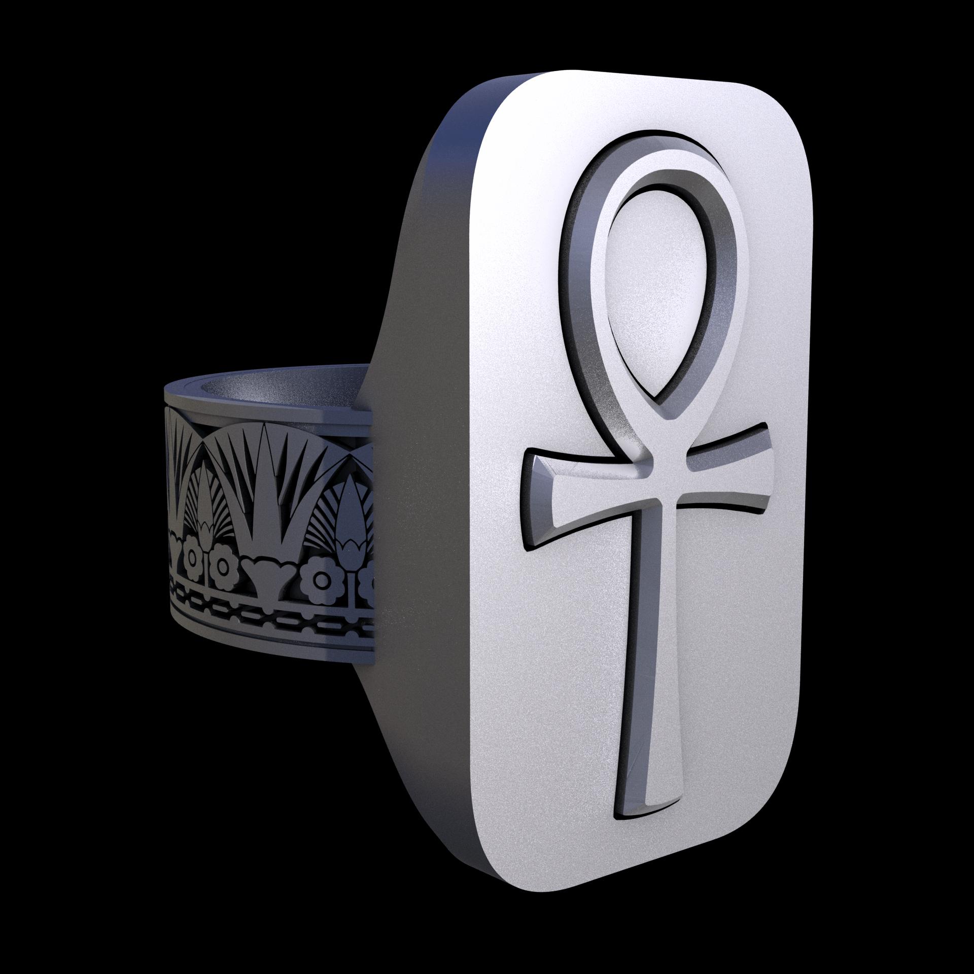 Stainless Steel 316L, manufactured using 3D printing, and media blasted after sintering, for a semi matte, rough surface finish.