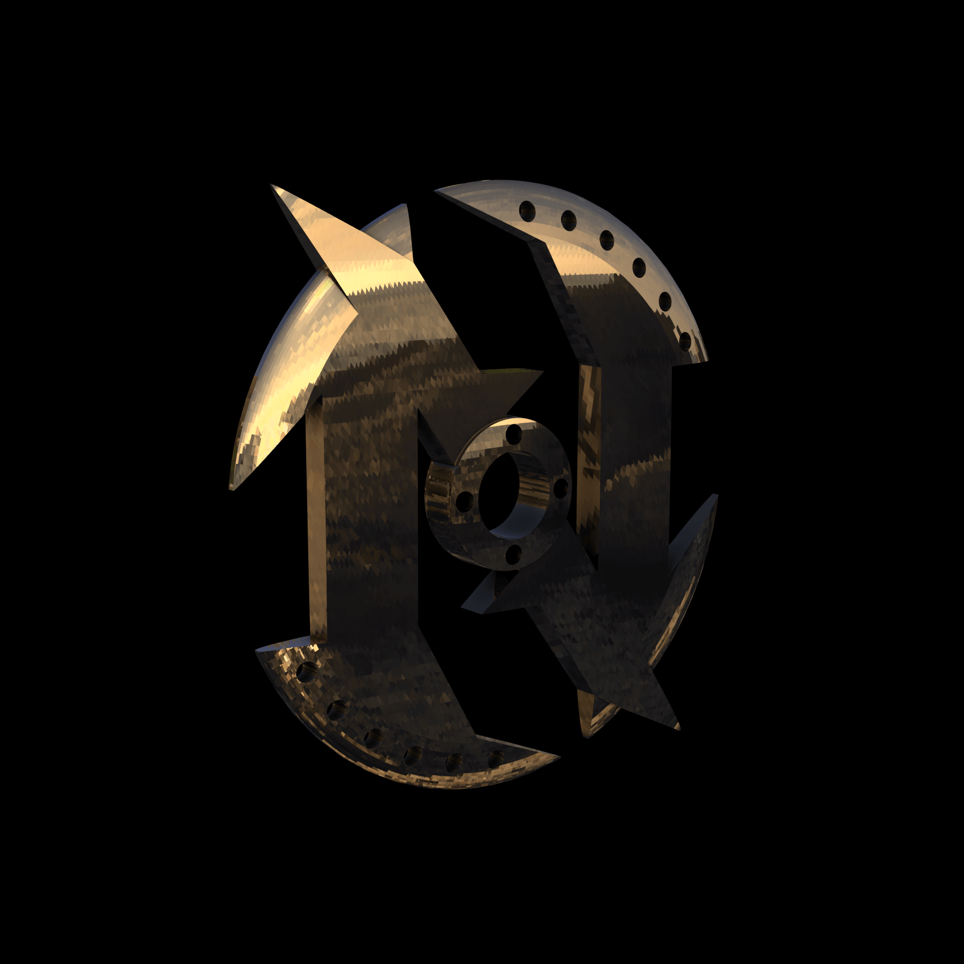 Brass manufactured using wax casting, with 0.5 micron thick eletroplated 14K Gold surface, polished for a shiny, smooth sheen surface.