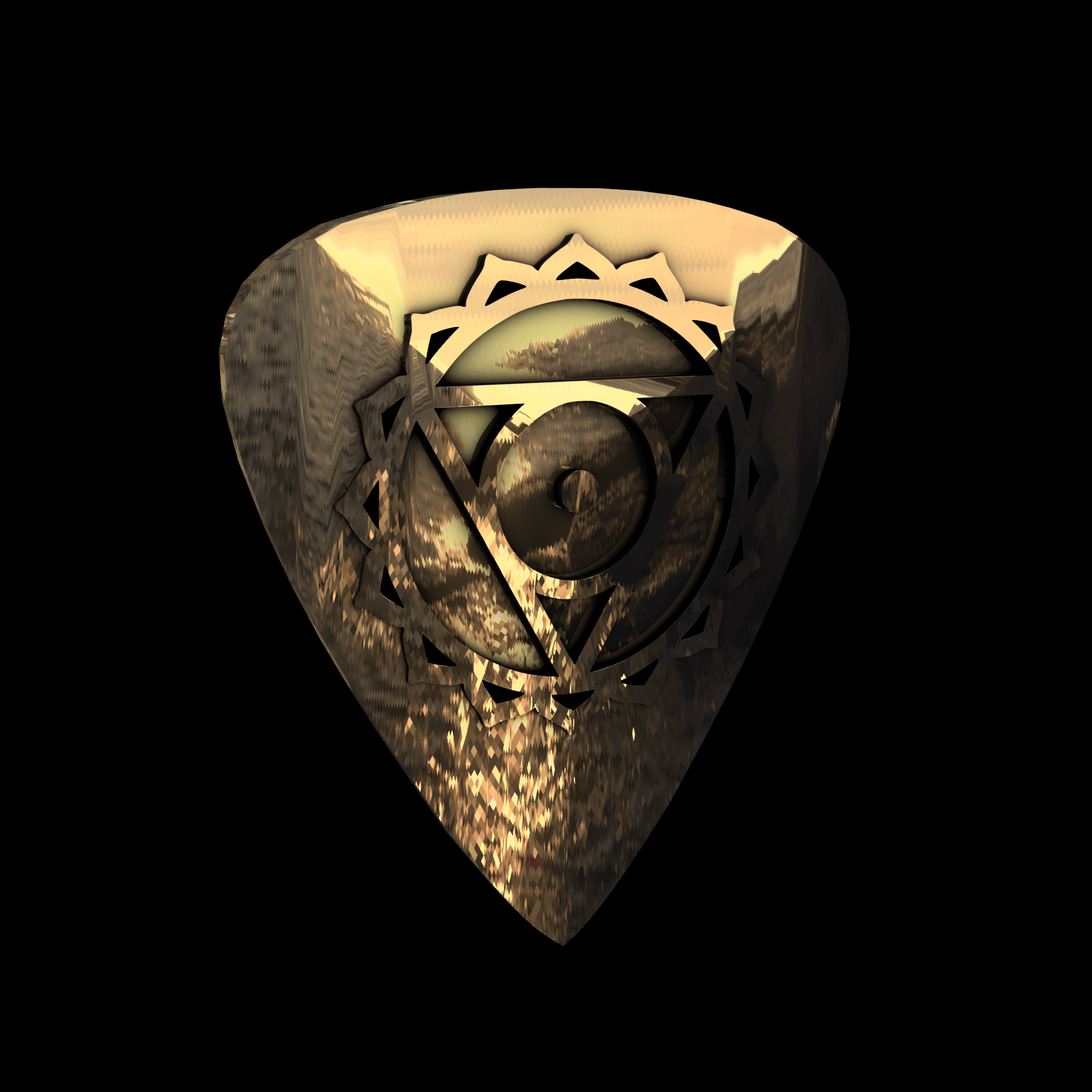 Brass manufactured using wax casting, with 0.5 micron thick eletroplated 14K Gold surface, polished for a shiny, smooth sheen surface.