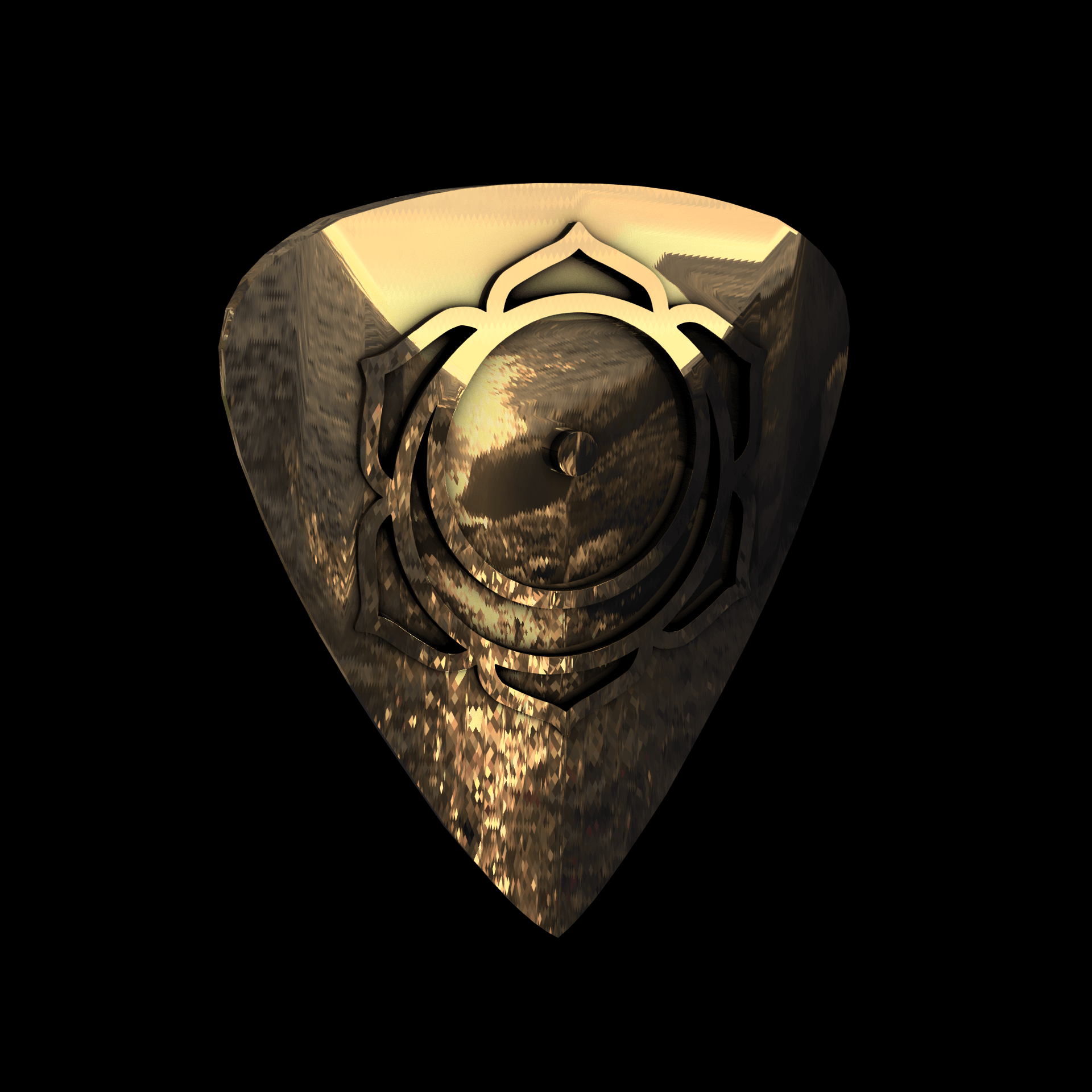 Brass manufactured using wax casting, with 0.5 micron thick eletroplated 14K Gold surface, polished for a shiny, smooth sheen surface.