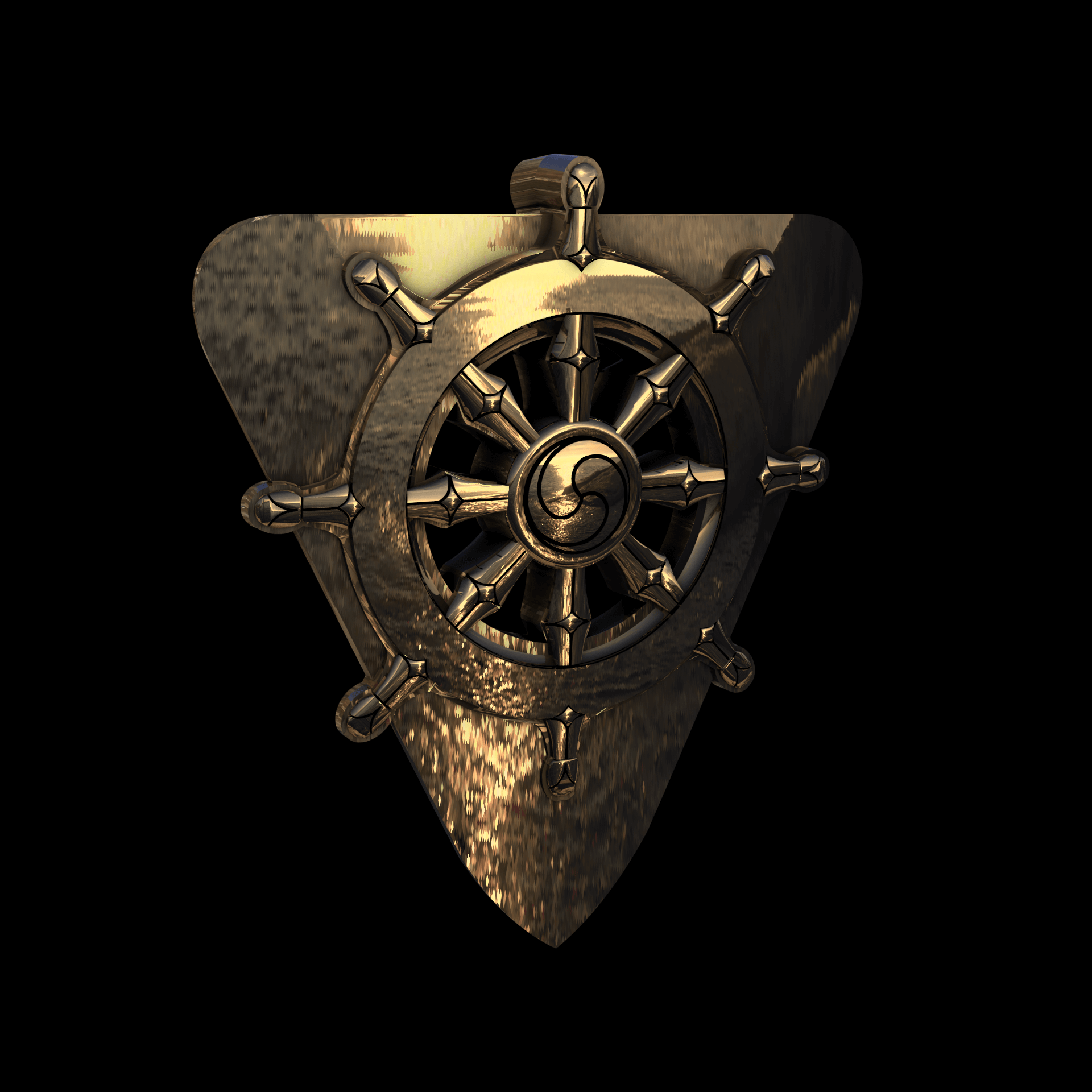 Brass manufactured using wax casting, with 0.5 micron thick eletroplated 14K Gold surface, polished for a shiny, smooth sheen surface.