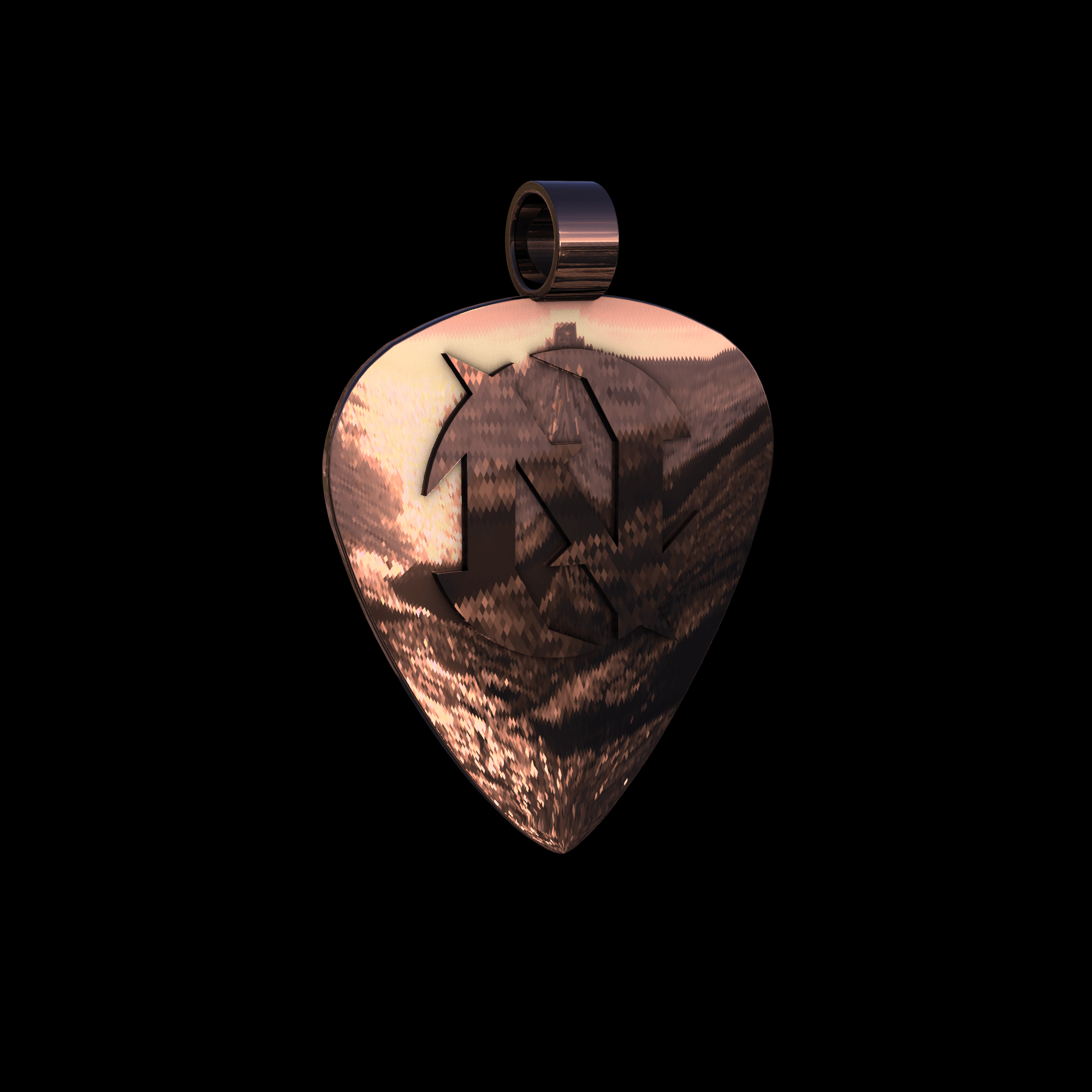 14K Rose Gold manufactured using wax casting, and polished for a shiny, smooth sheen surface.