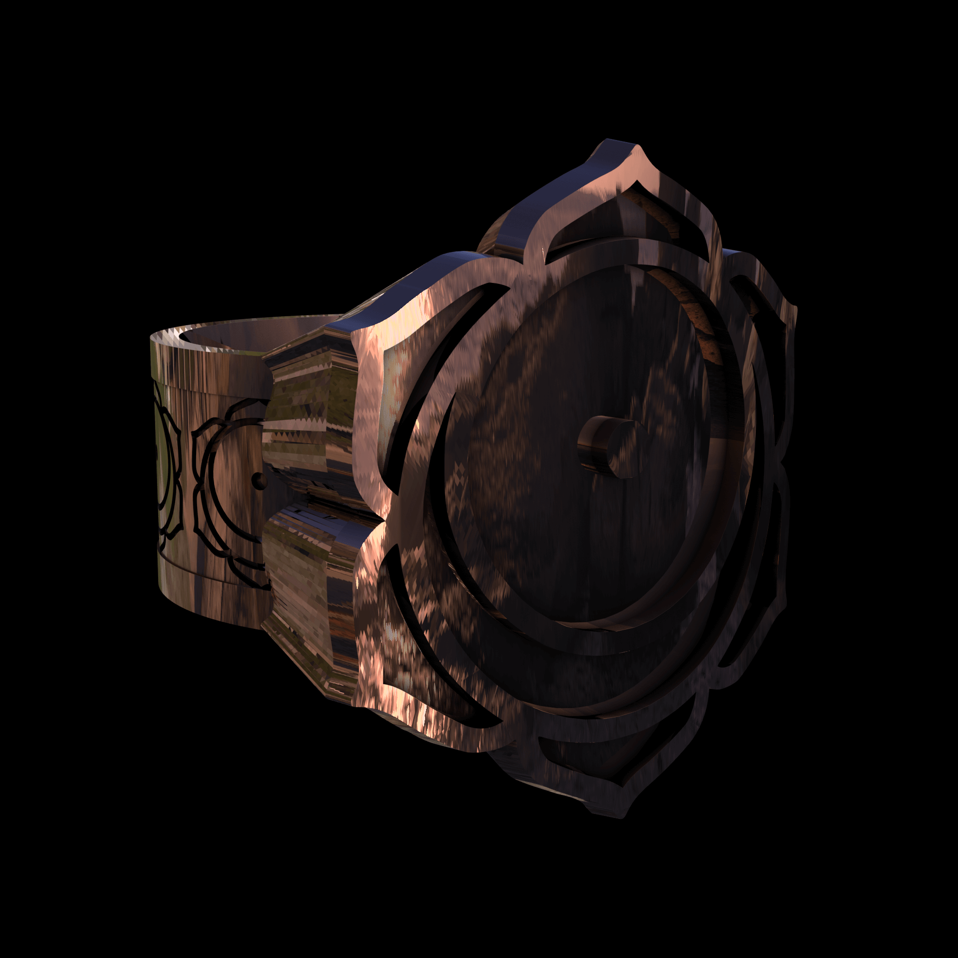 14K Rose Gold manufactured using wax casting, and polished for a shiny, smooth sheen surface.