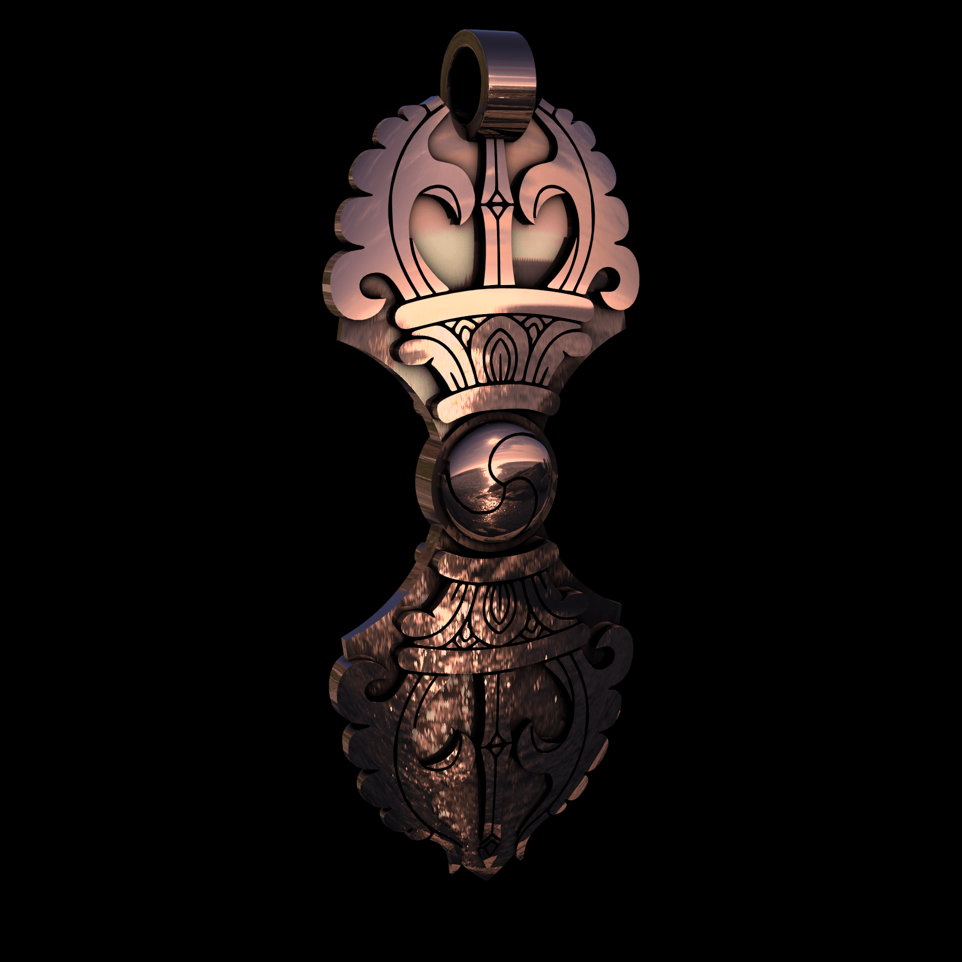 14K Rose Gold manufactured using wax casting, and polished for a shiny, smooth sheen surface.