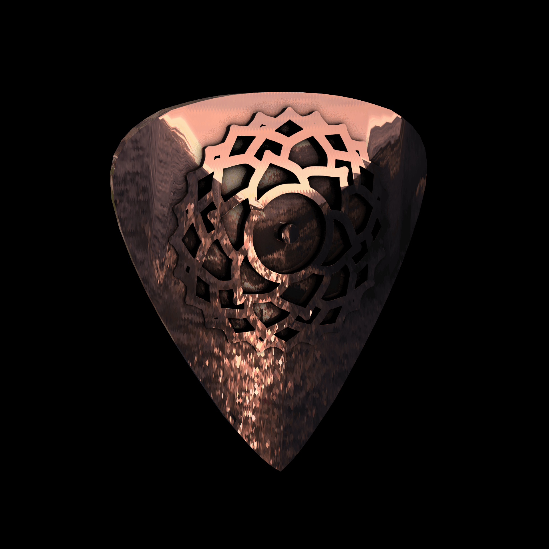 14K Rose Gold manufactured using wax casting, and polished for a shiny, smooth sheen surface.