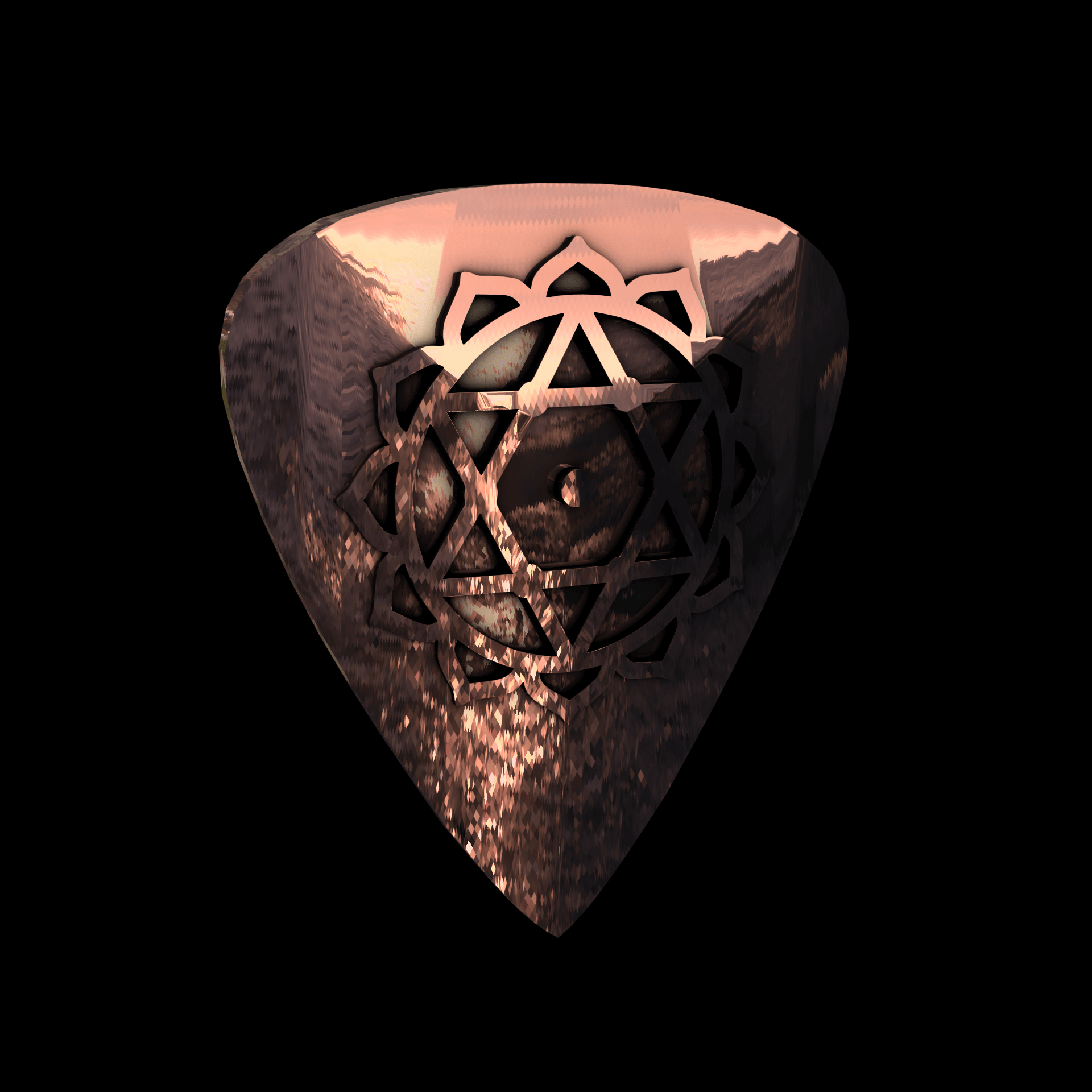 14K Rose Gold manufactured using wax casting, and polished for a shiny, smooth sheen surface.