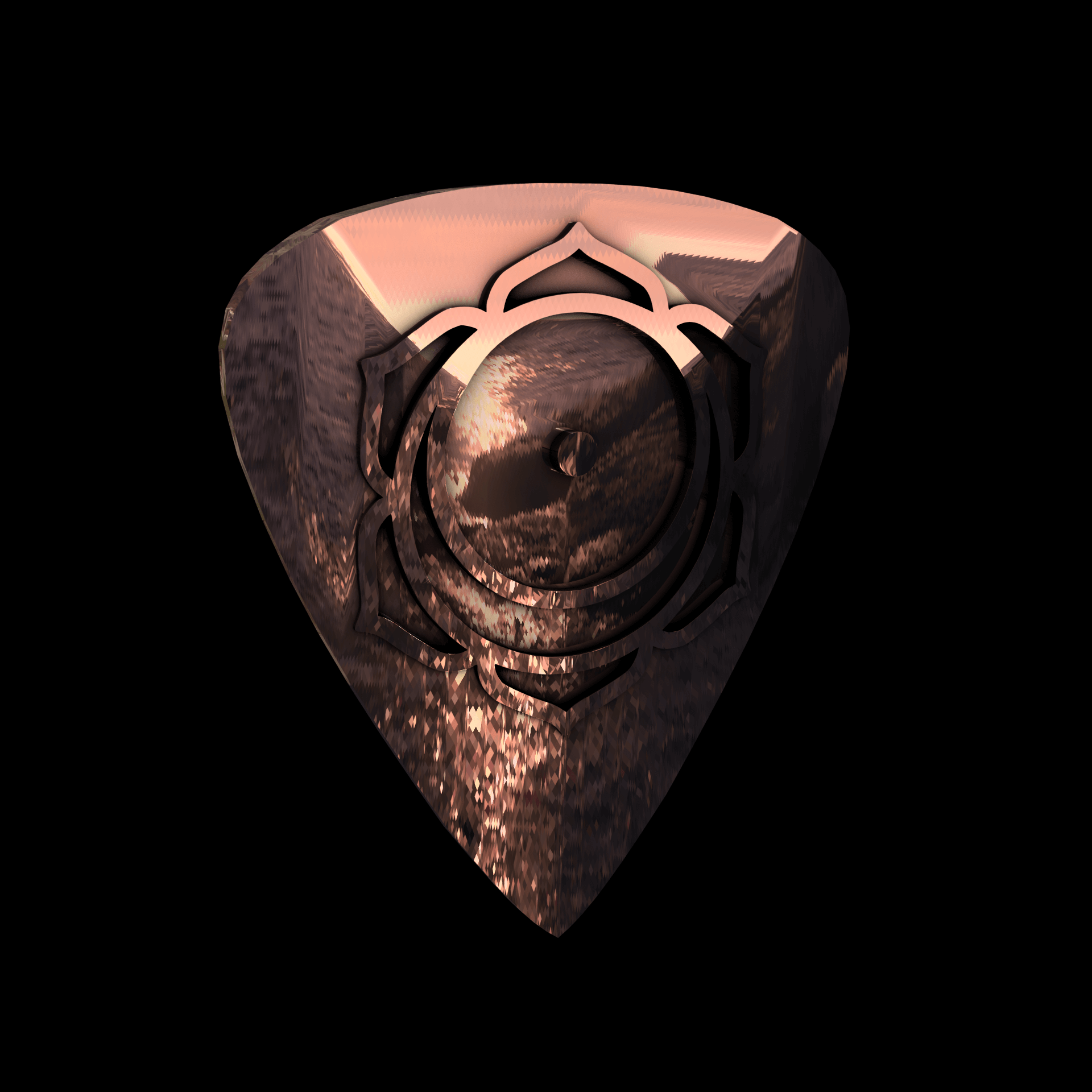 14K Rose Gold manufactured using wax casting, and polished for a shiny, smooth sheen surface.