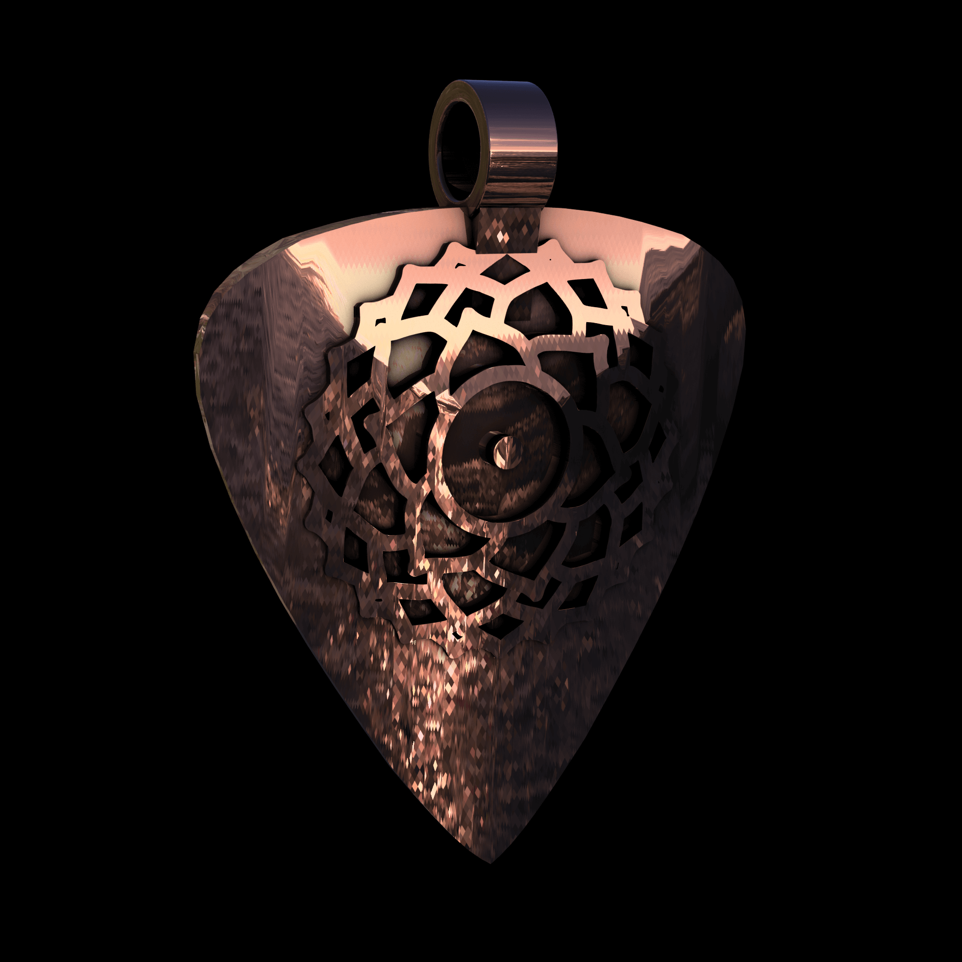 14K Rose Gold manufactured using wax casting, and polished for a shiny, smooth sheen surface.