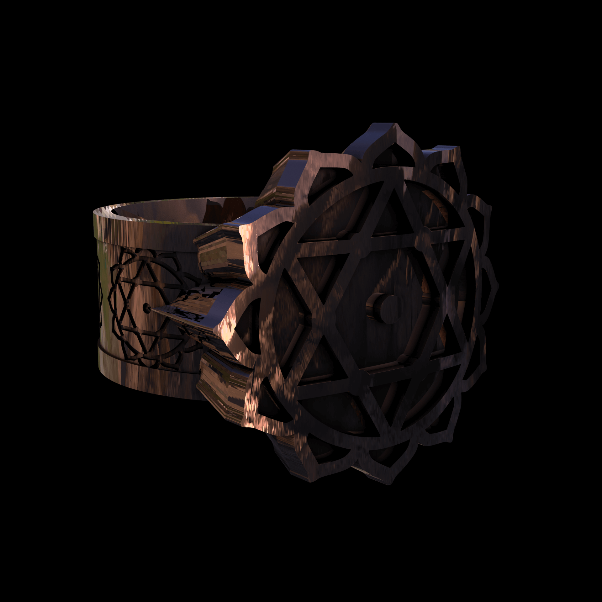 14K Rose Gold manufactured using wax casting, and polished for a shiny, smooth sheen surface.