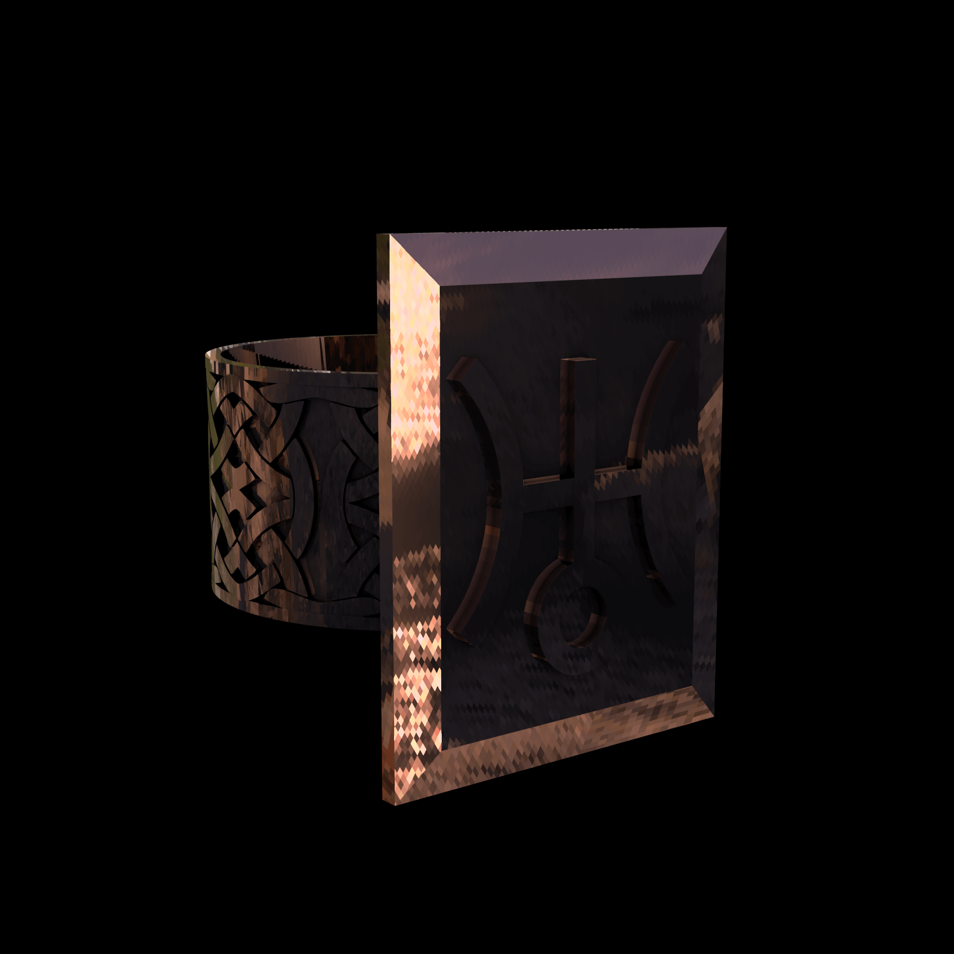 14K Rose Gold manufactured using wax casting, and polished for a shiny, smooth sheen surface.